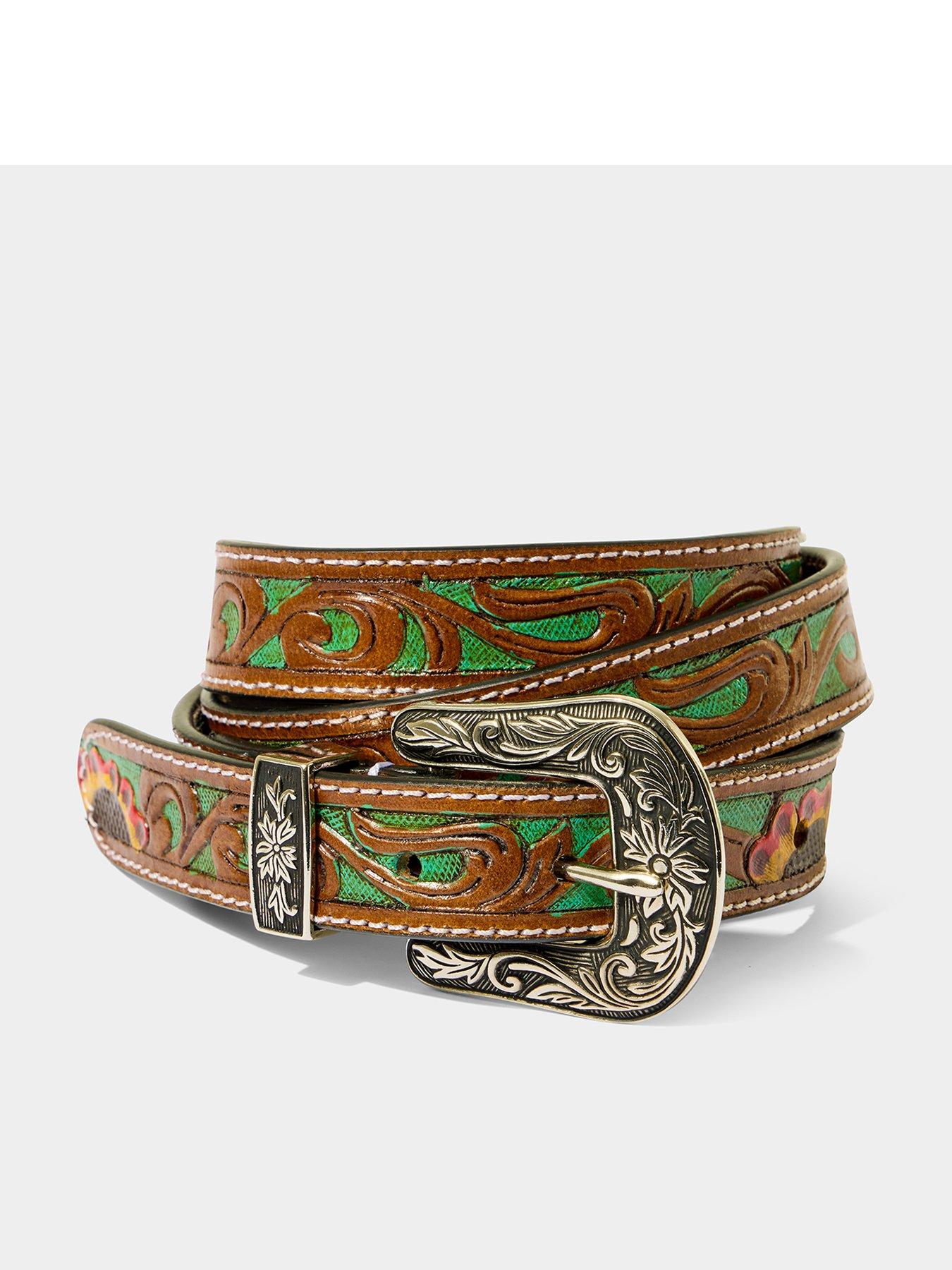 Joe Browns High Noon Western Tooled Belt - Brown