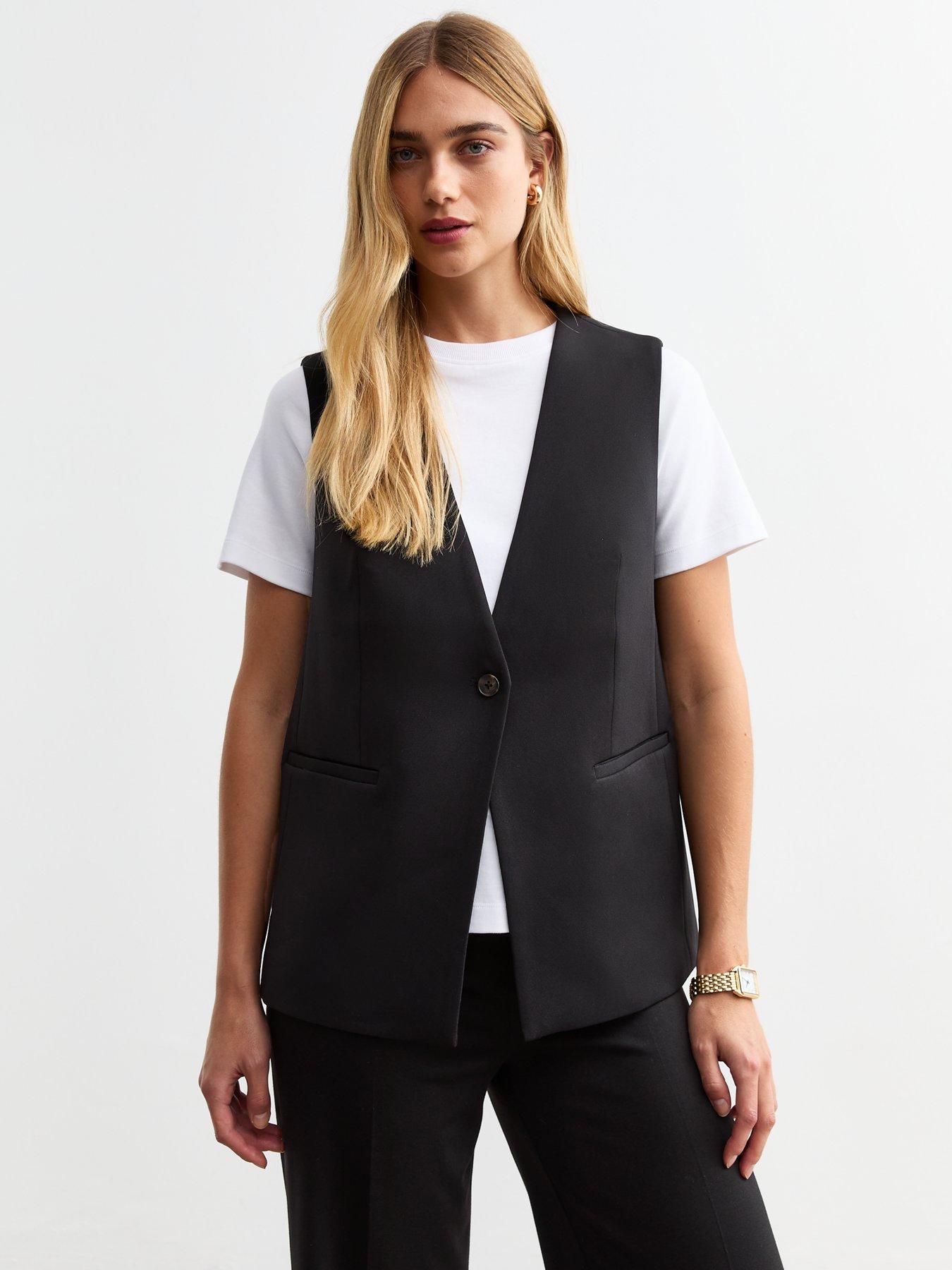 New Look One Button Tailored Waistcoat - Black