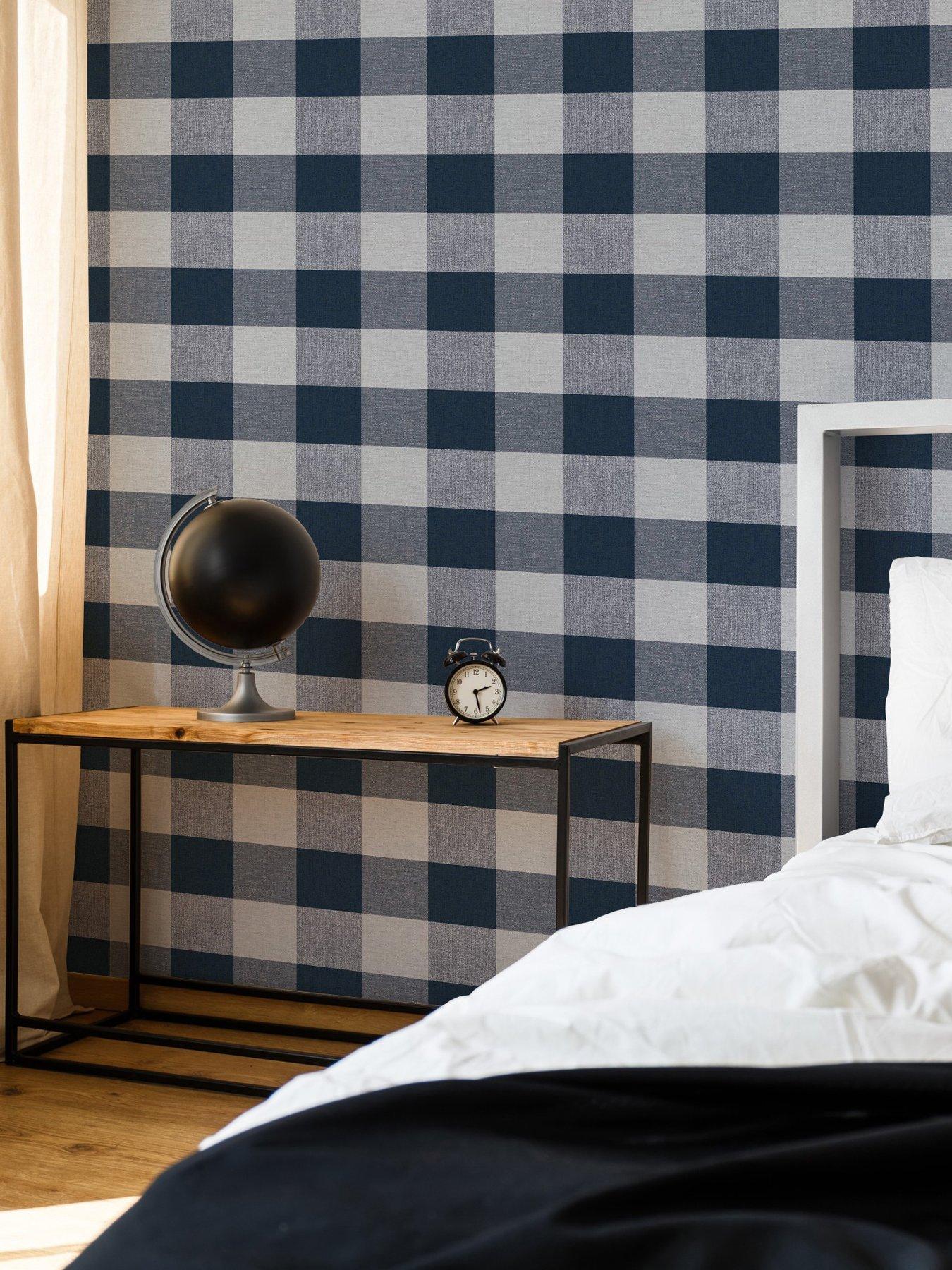 superfresco-glamorous-check-navy-wallpaper