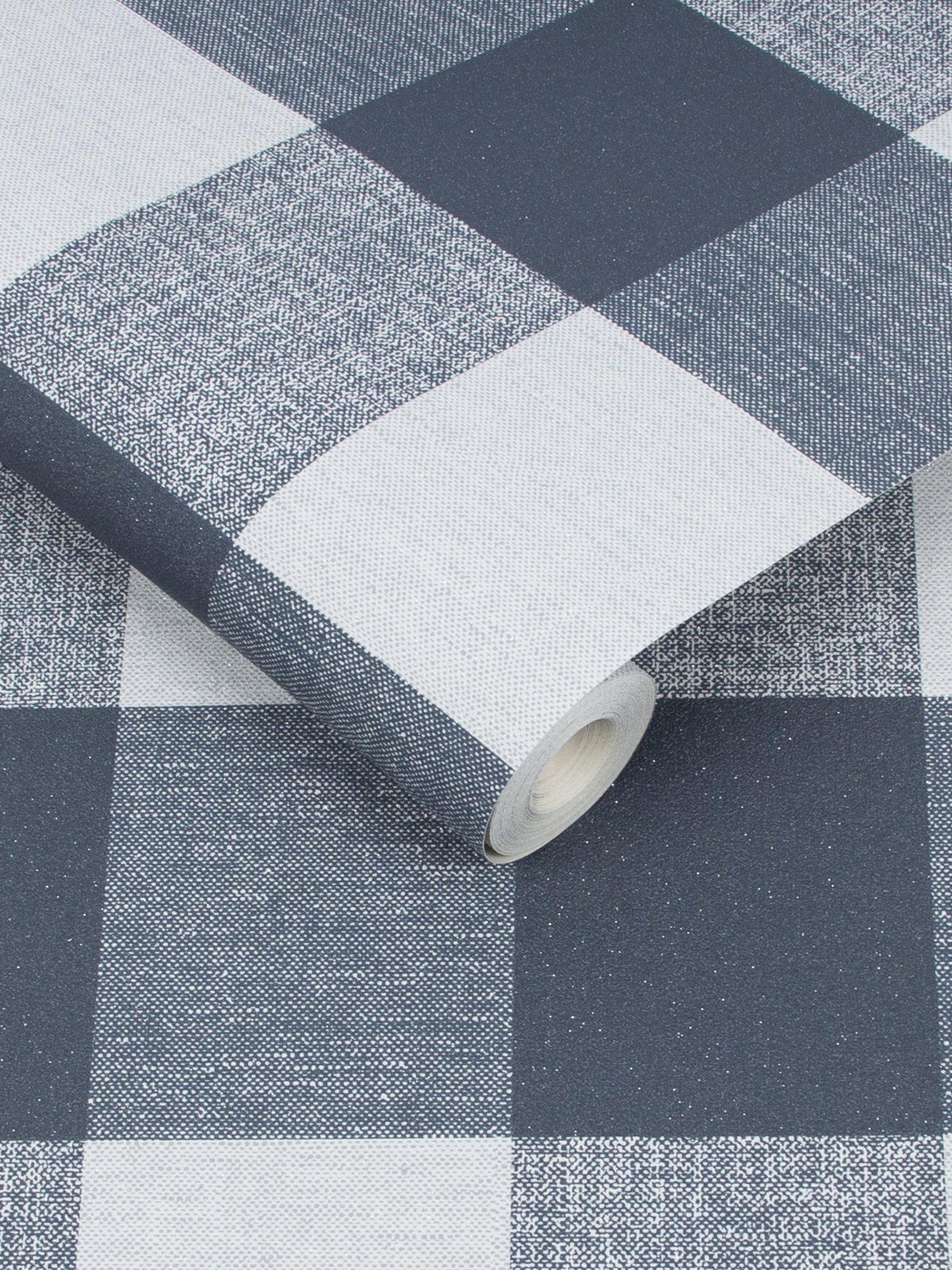 Image 3 of 3 of Superfresco Glamorous Check - Navy Wallpaper
