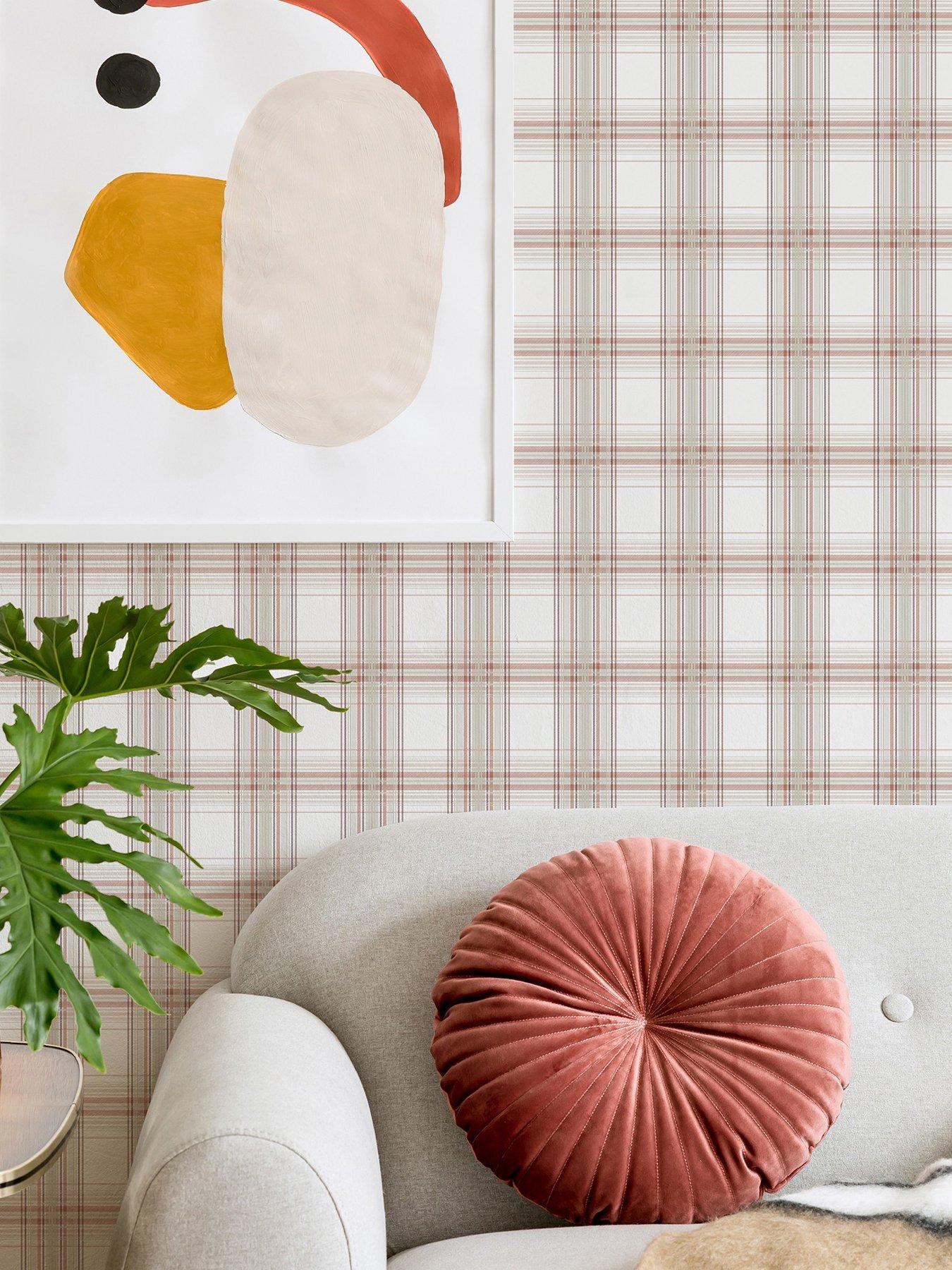 undefined Iona Check - Burnt Orange Wallpaper