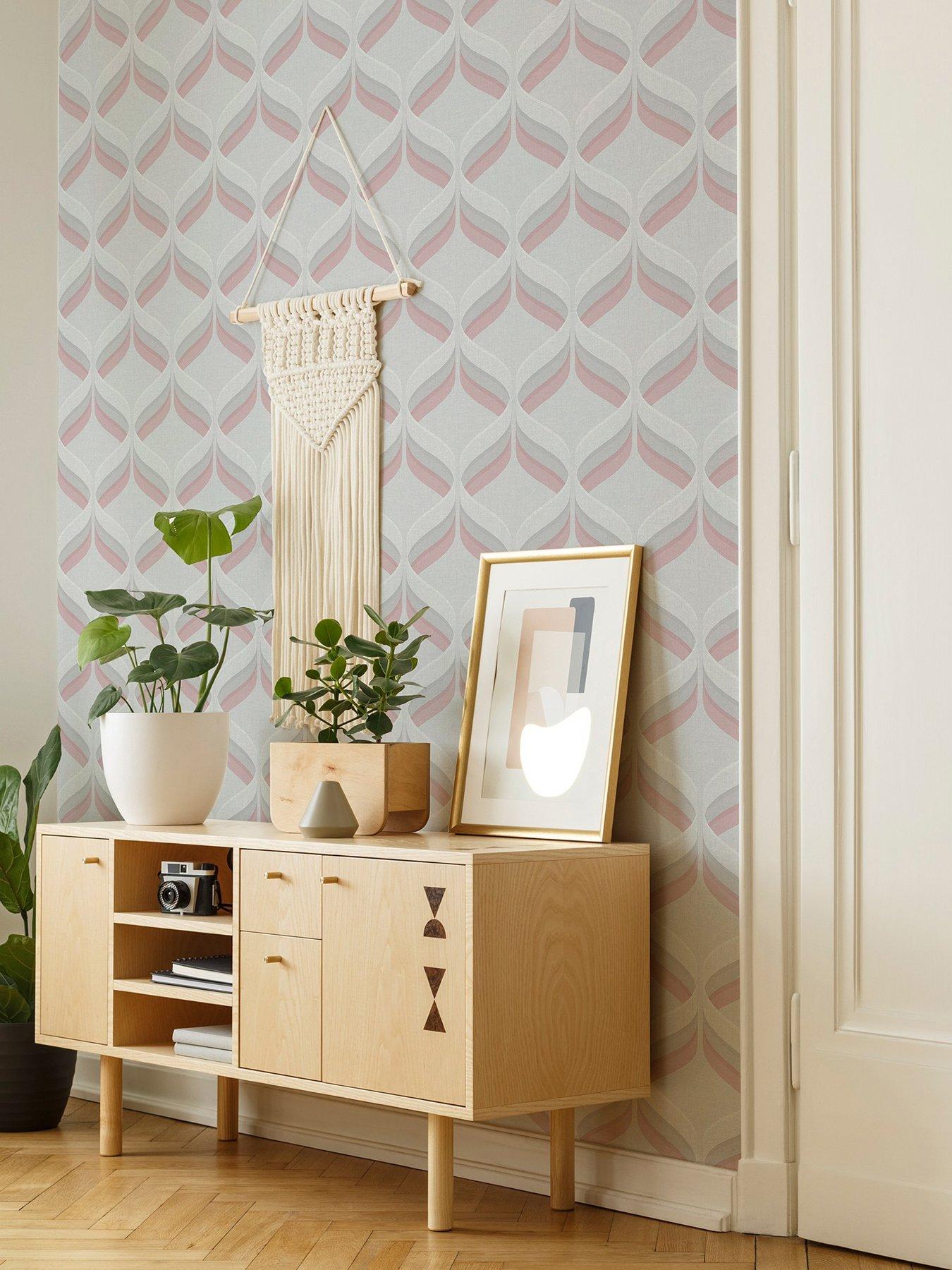 undefined Retro Ogee - Pink Wallpaper