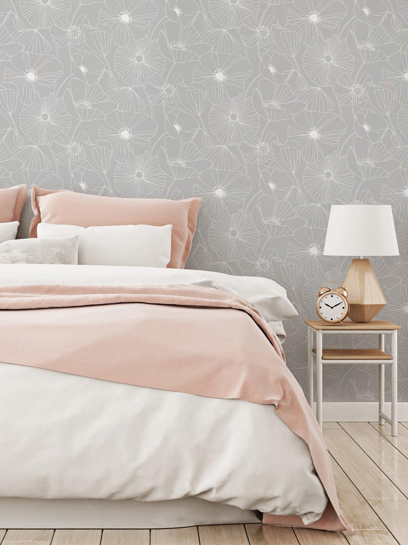 undefined Linear Floral - Grey Wallpaper