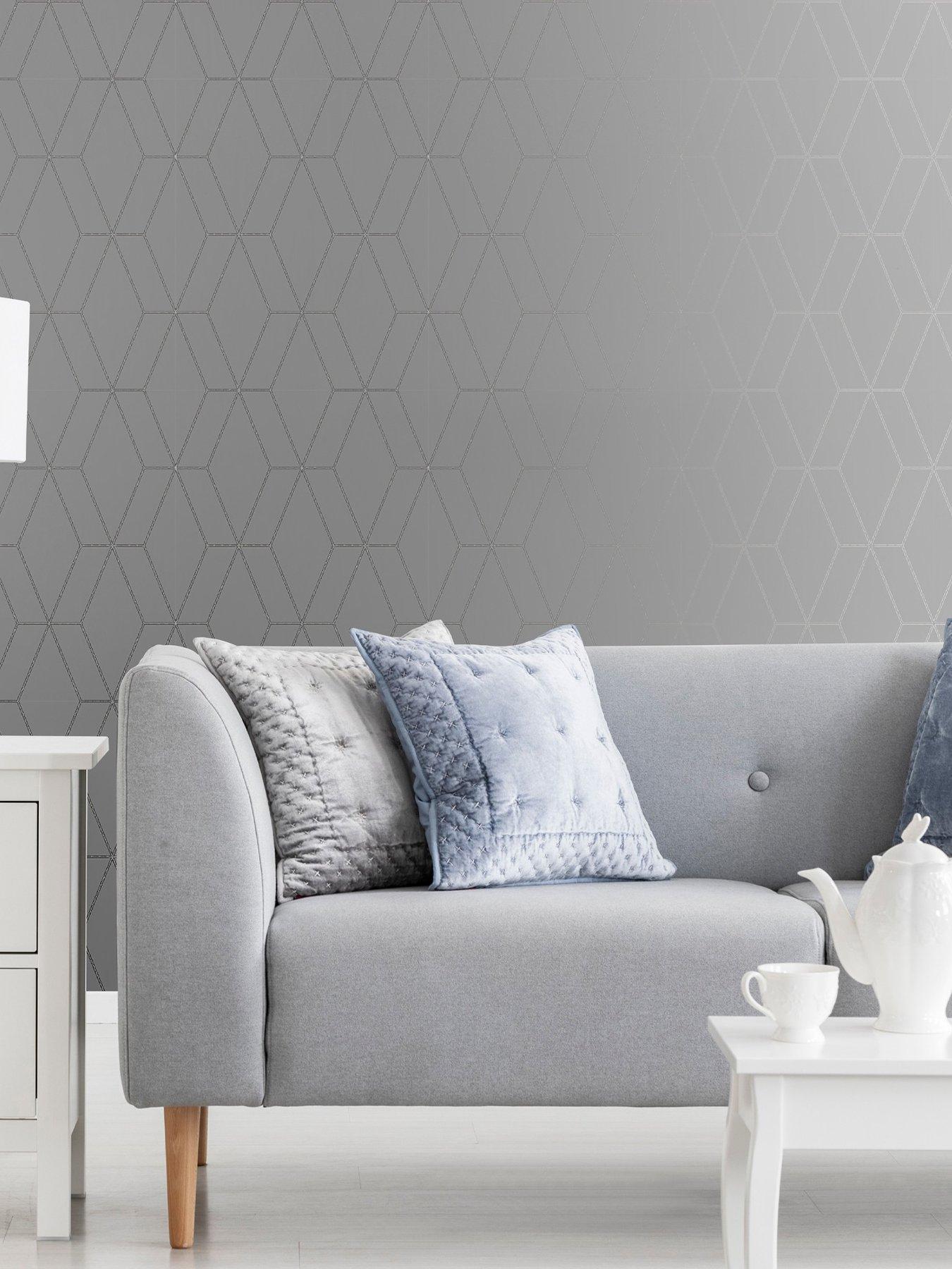 Image 1 of 3 of Superfresco Diamond Geo - Grey / Silver Wallpaper
