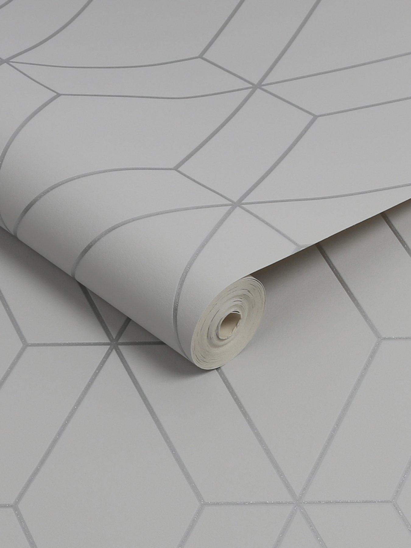 Image 3 of 3 of Superfresco Diamond Geo - Grey / Silver Wallpaper