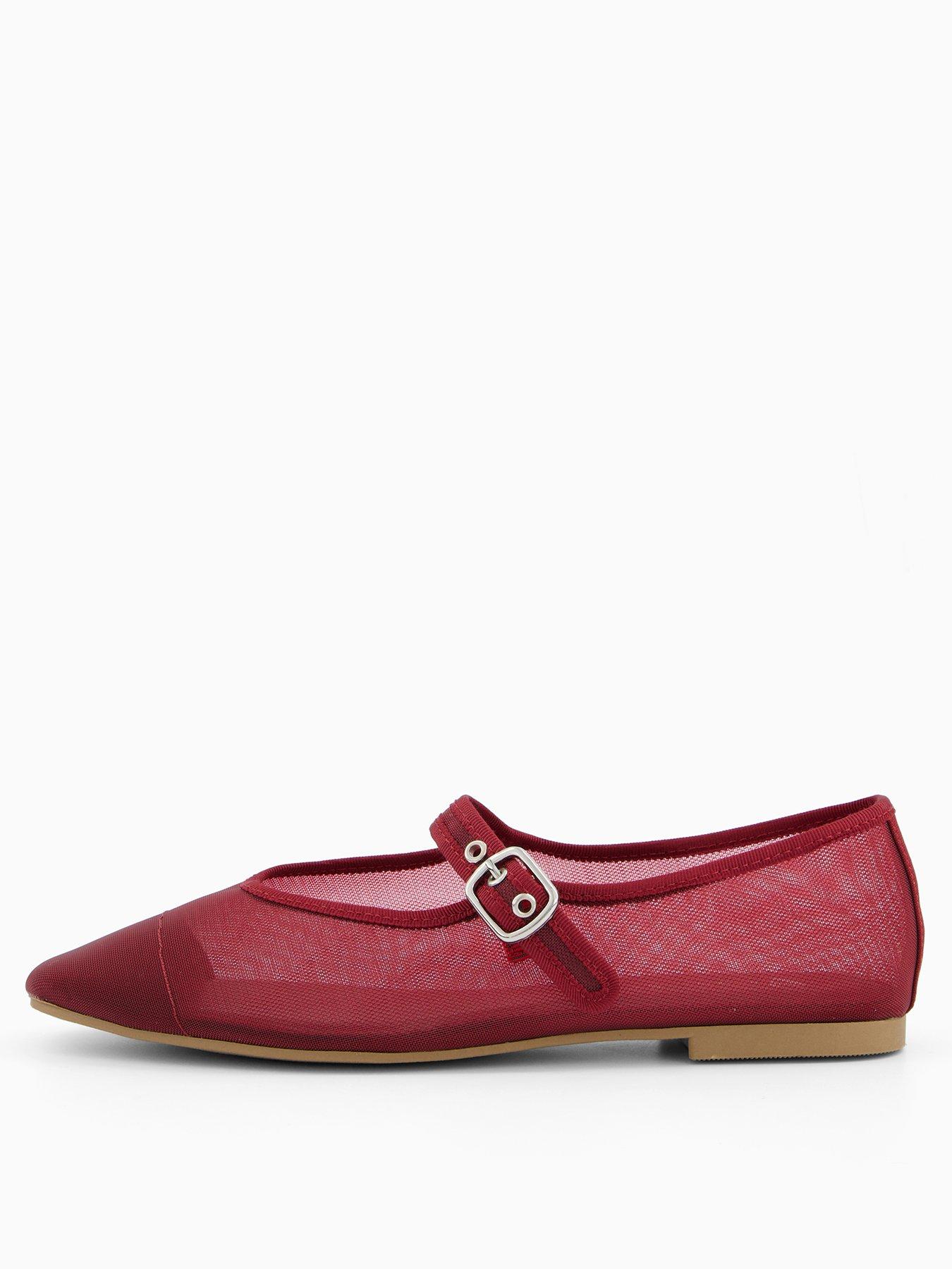 Image 2 of 8 of V by Very Mary Jane Mesh Ballet Pumps - Burgundy