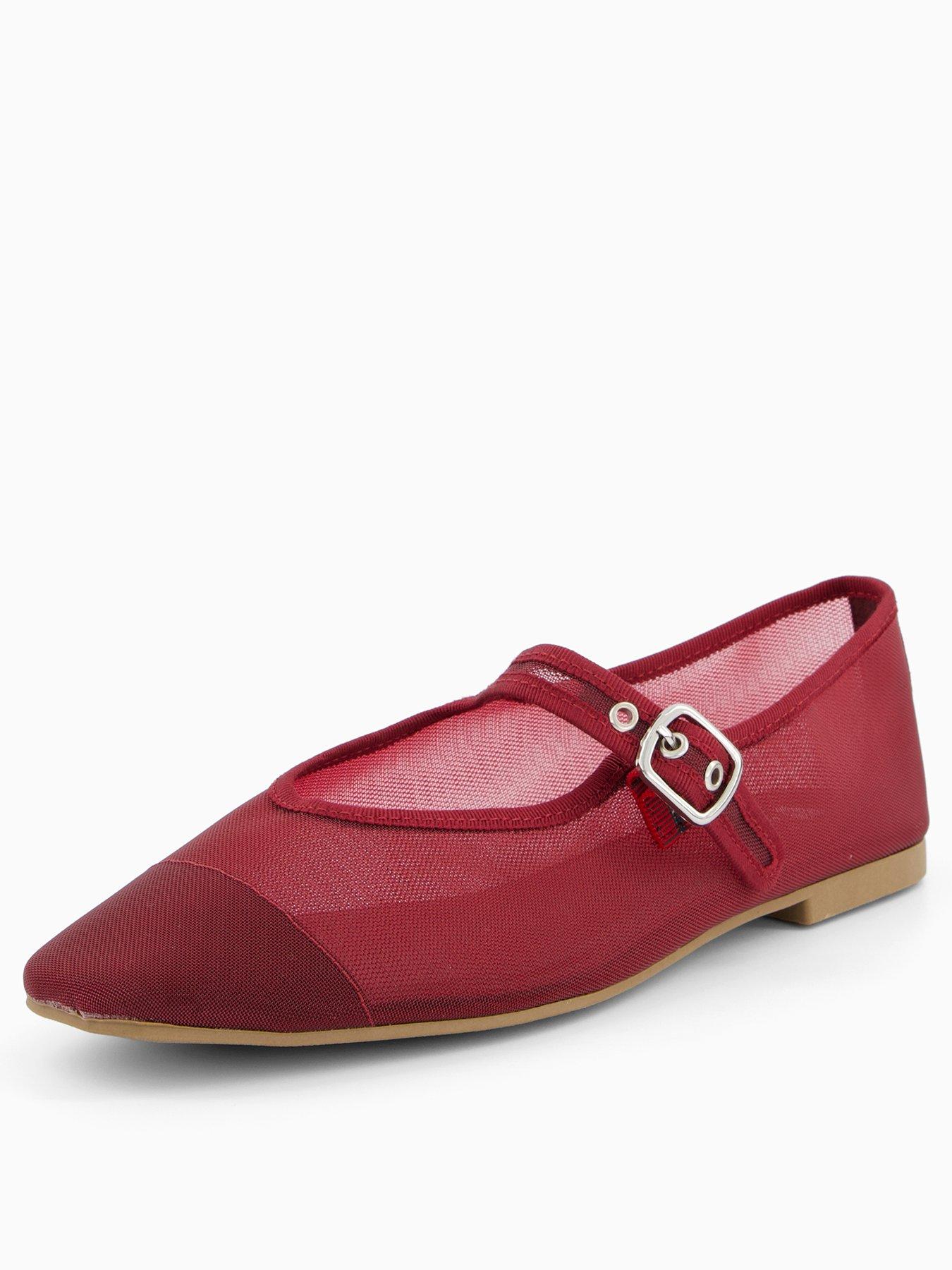 Image 4 of 8 of V by Very Mary Jane Mesh Ballet Pumps - Burgundy