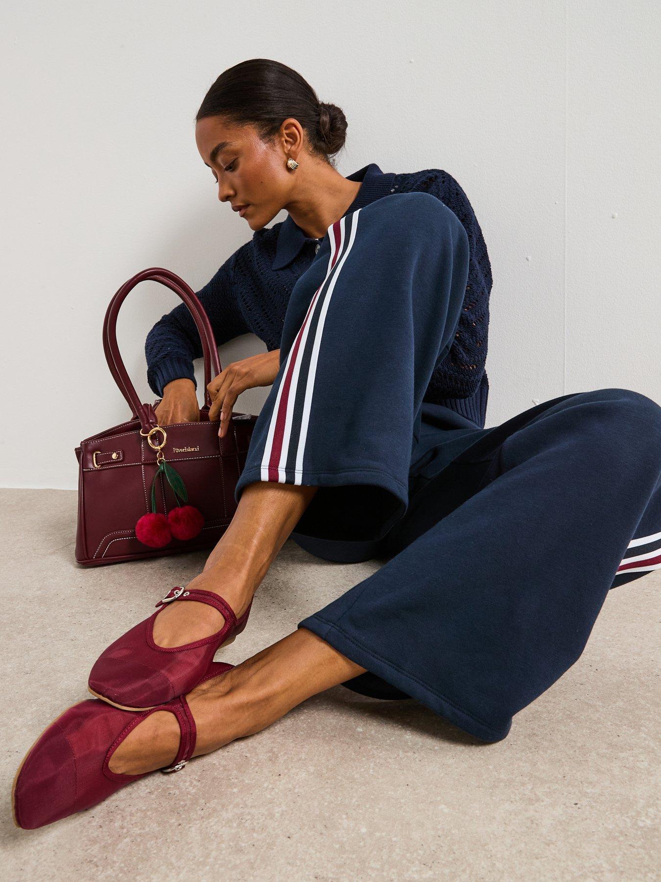 Image 7 of 8 of V by Very Mary Jane Mesh Ballet Pumps - Burgundy
