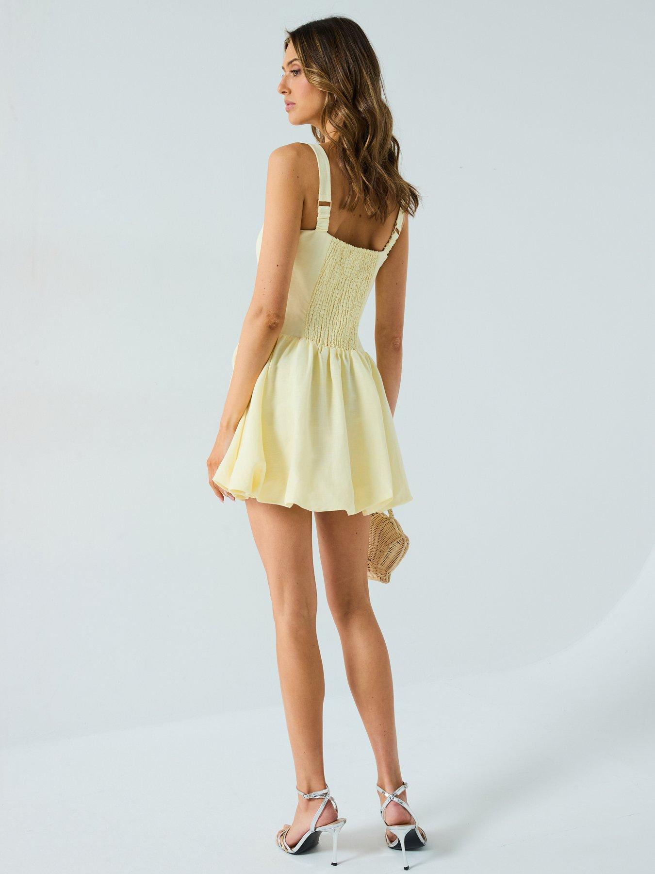 Image 2 of 6 of Forever New Heidi Petite Bubble Hem Mini Dress- Yellow