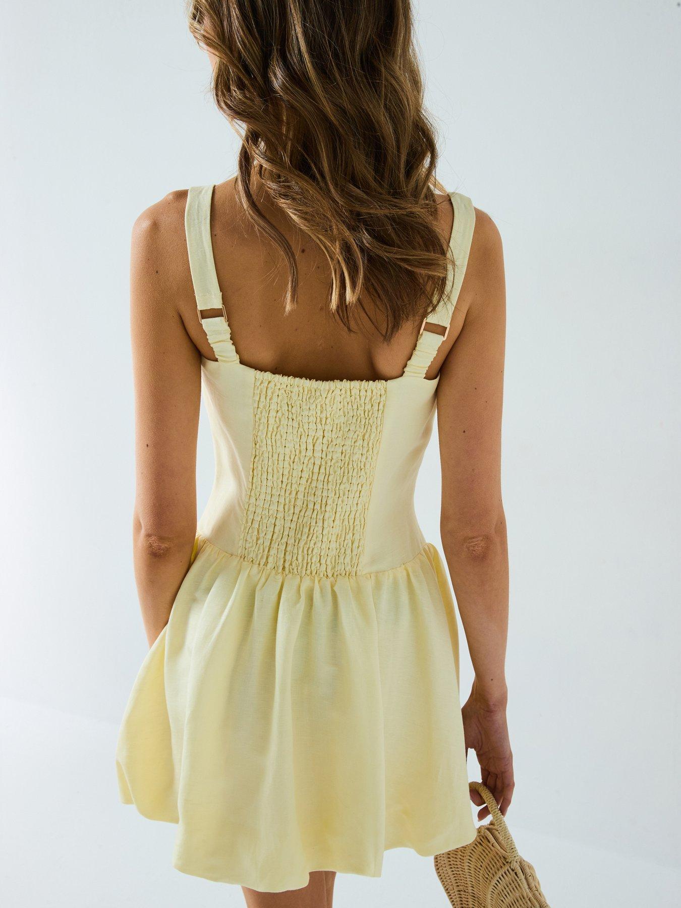 Image 6 of 6 of Forever New Heidi Petite Bubble Hem Mini Dress- Yellow