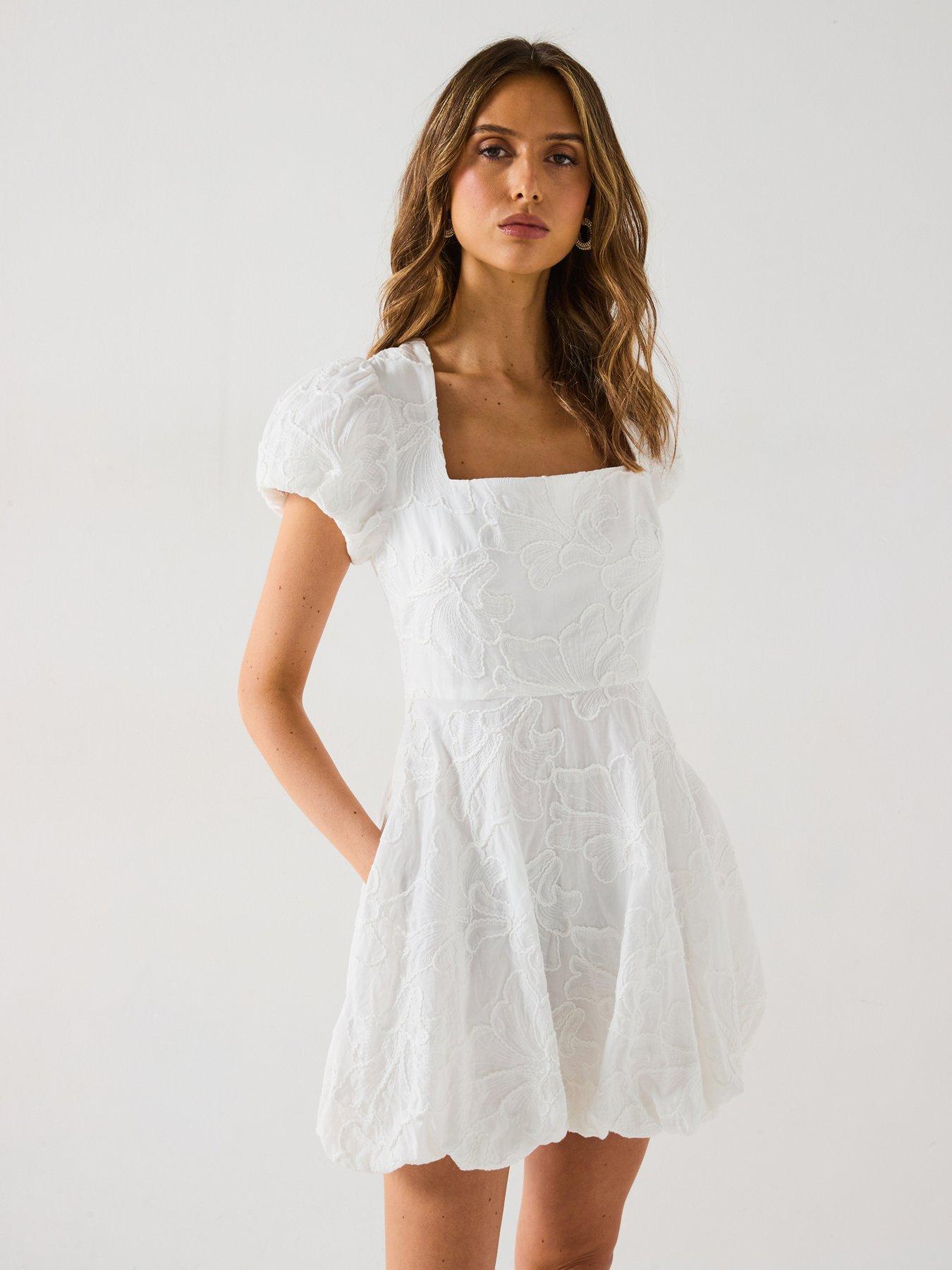 Image of Forever New Maeve Bubble Hem Broderie Mini Dress - Multi