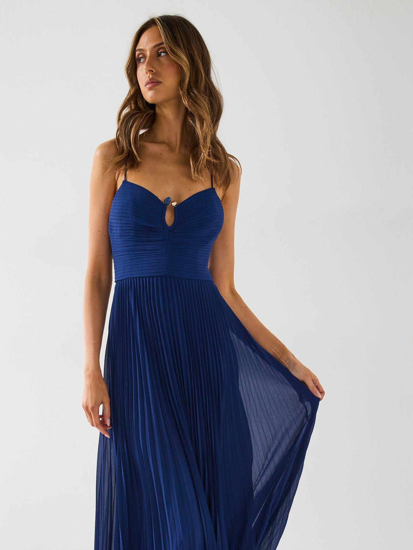 Image 3 of 6 of Forever New Loreto Pleated Maxi Dress - Blue