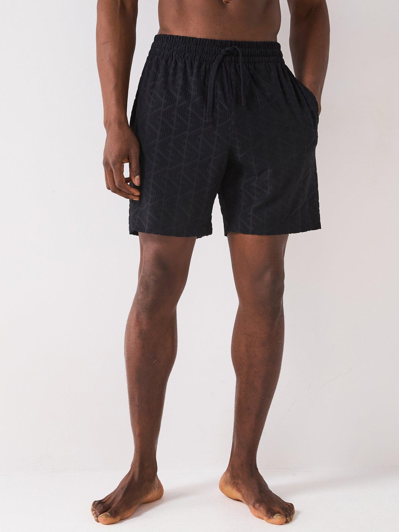 Emporio Armani Bodywear Terry Tonal Printed Bermuda Shorts - Black