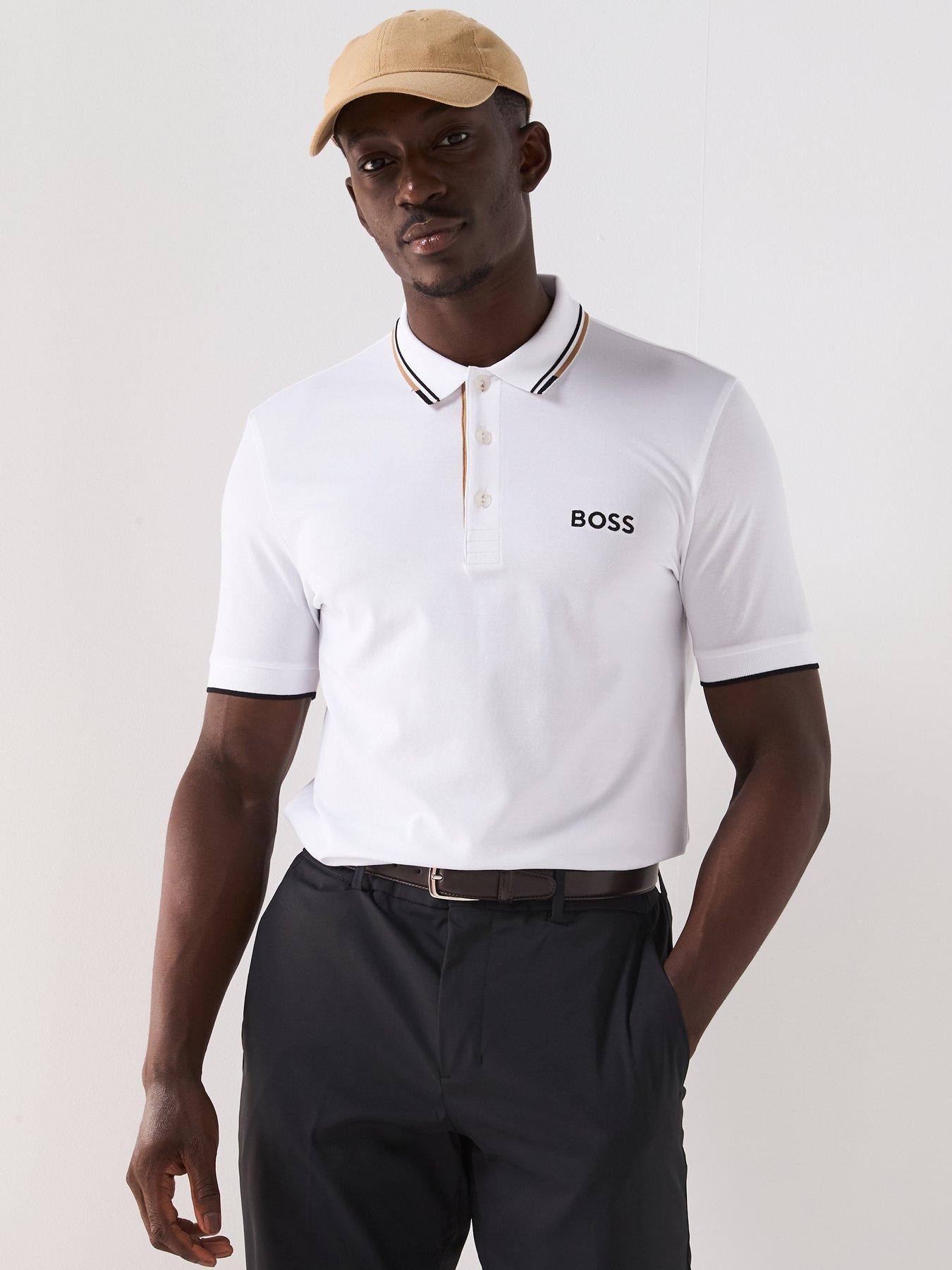 Image 1 of 5 of BOSS Mens Golf Paddy Pro Regular Fit Polo T-Shirt - White