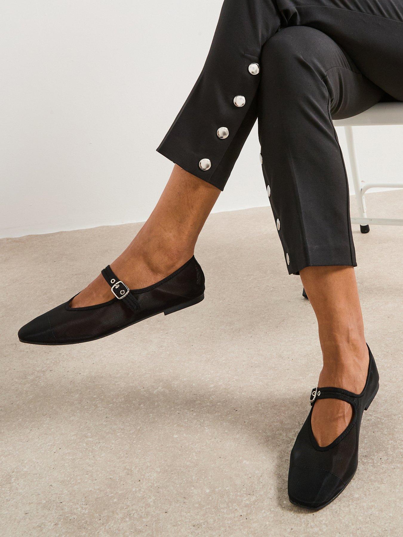 V by Very Mary Jane Mesh Ballet Pump - Black