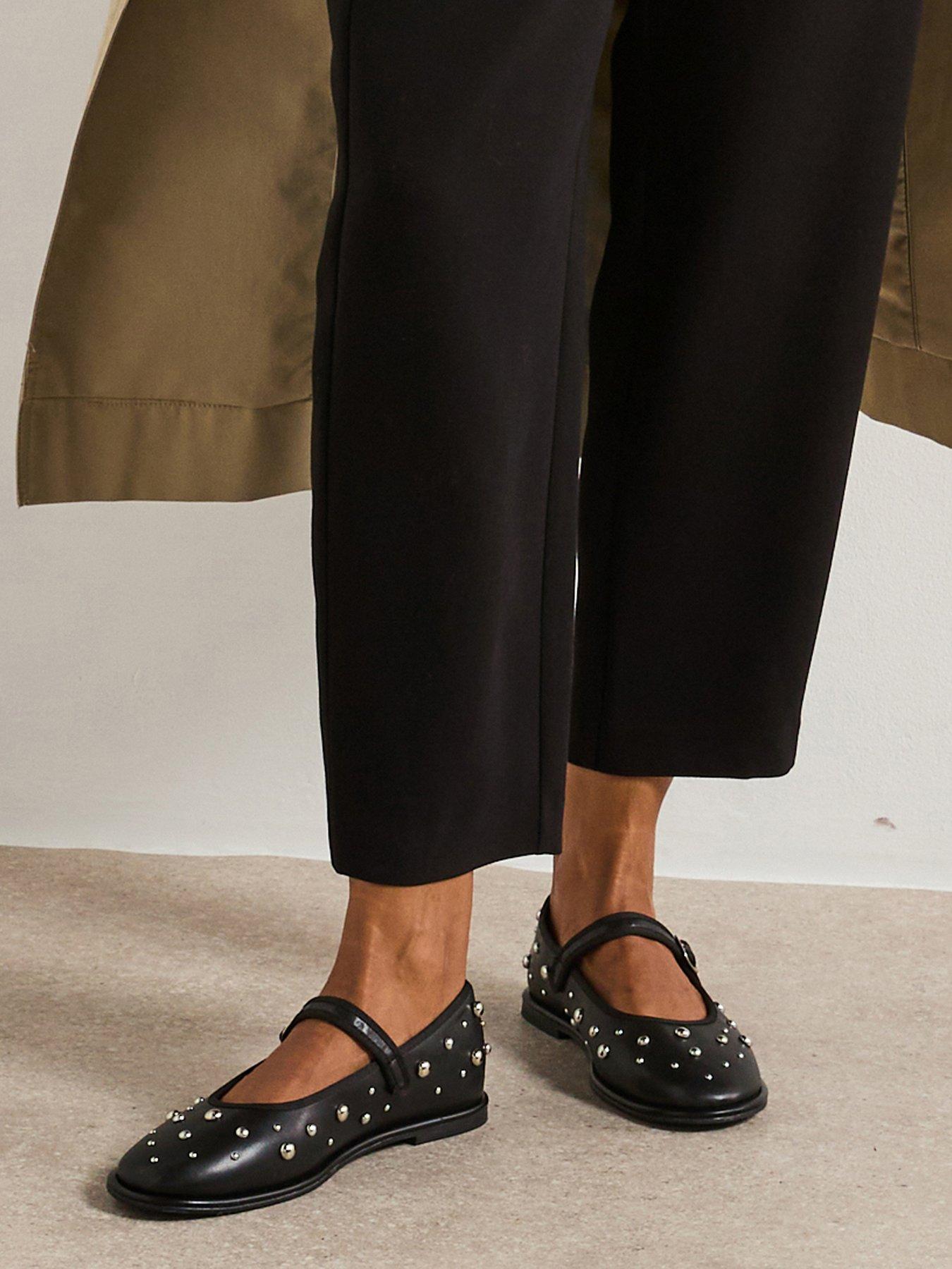 undefined Mary Jane Ballet Pump With Studs - Black