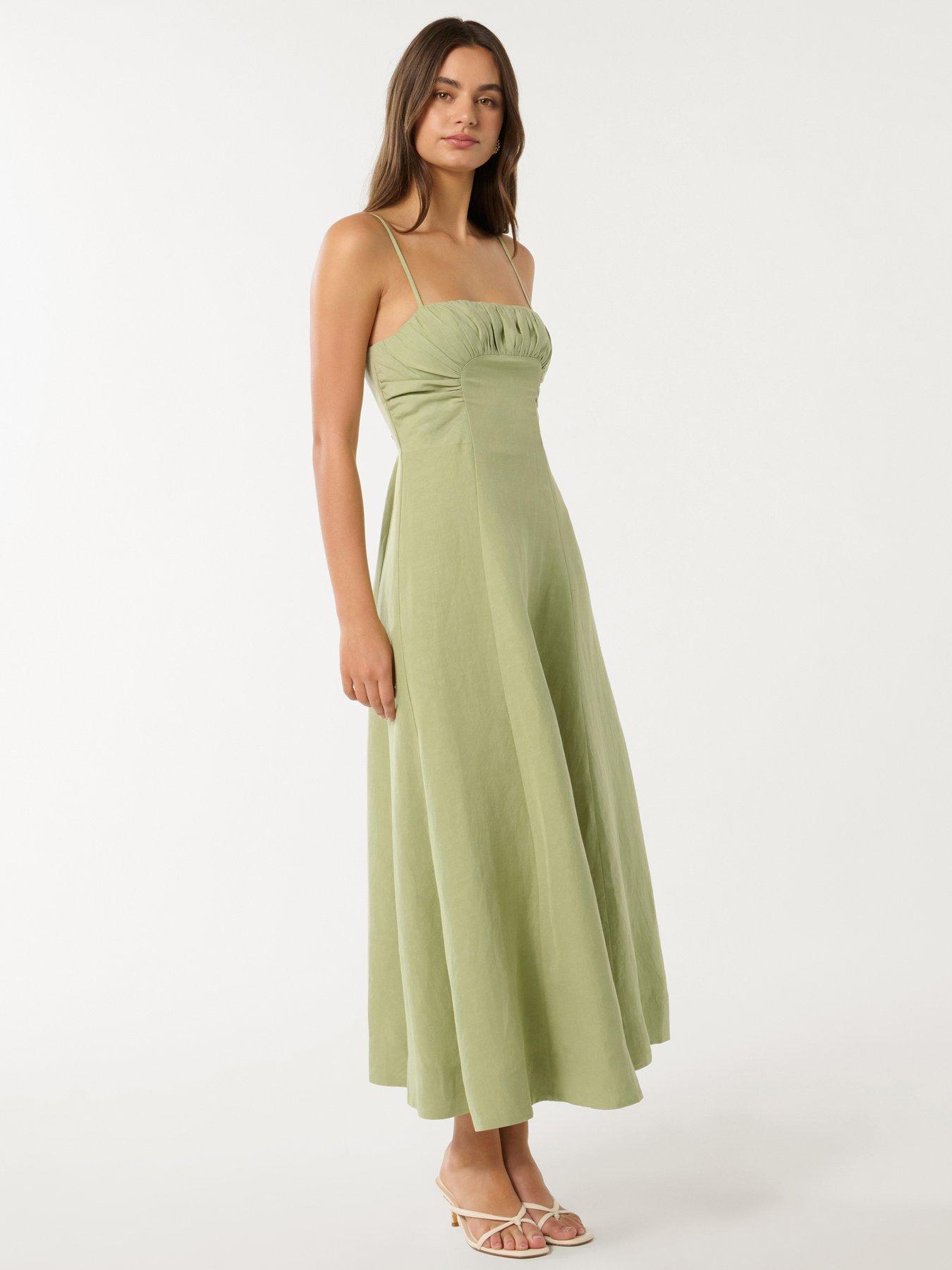 Image 2 of 5 of Forever New Camilla Strappy Ruched Midi Dress - Green