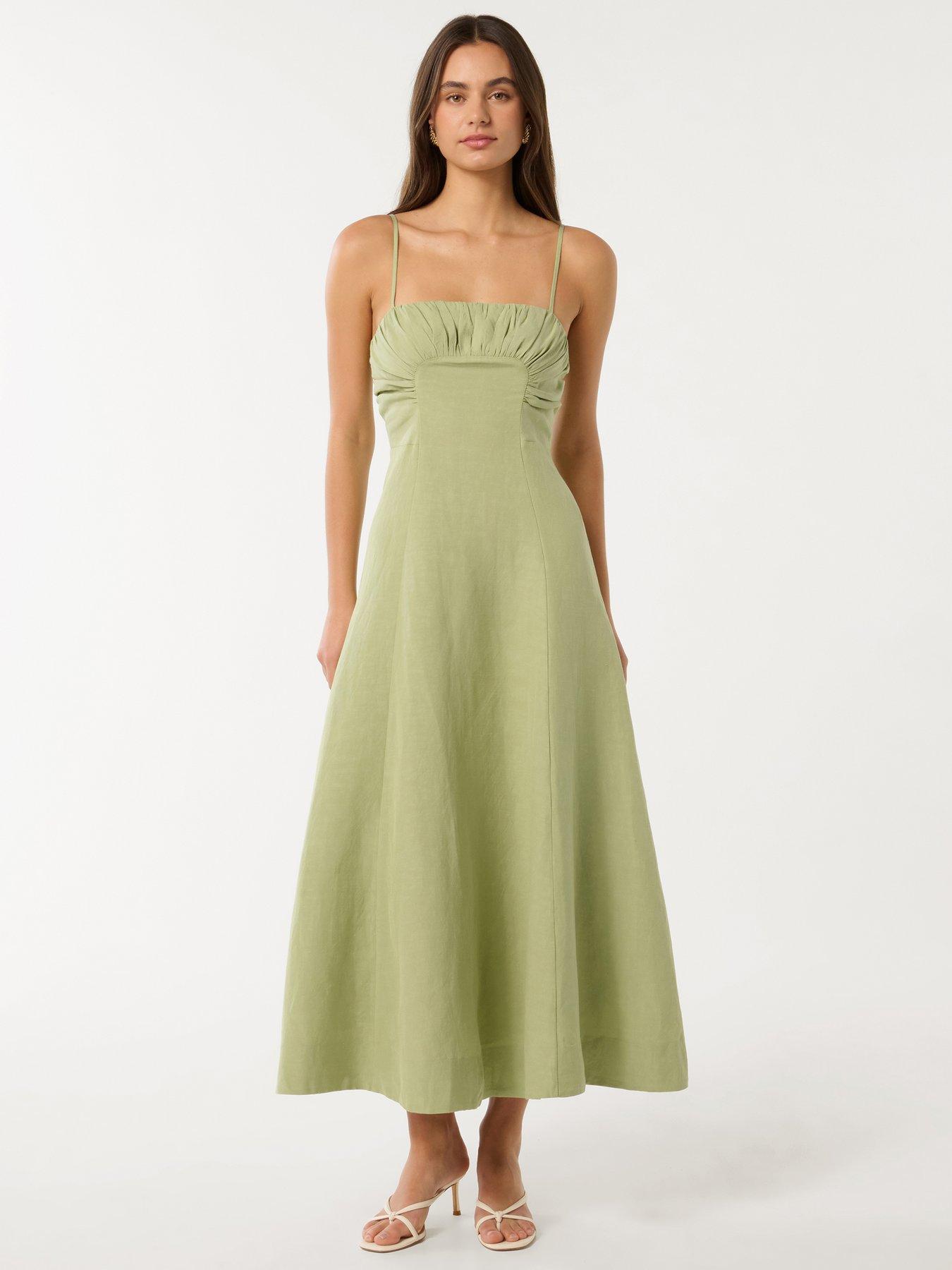 Image 3 of 5 of Forever New Camilla Strappy Ruched Midi Dress - Green