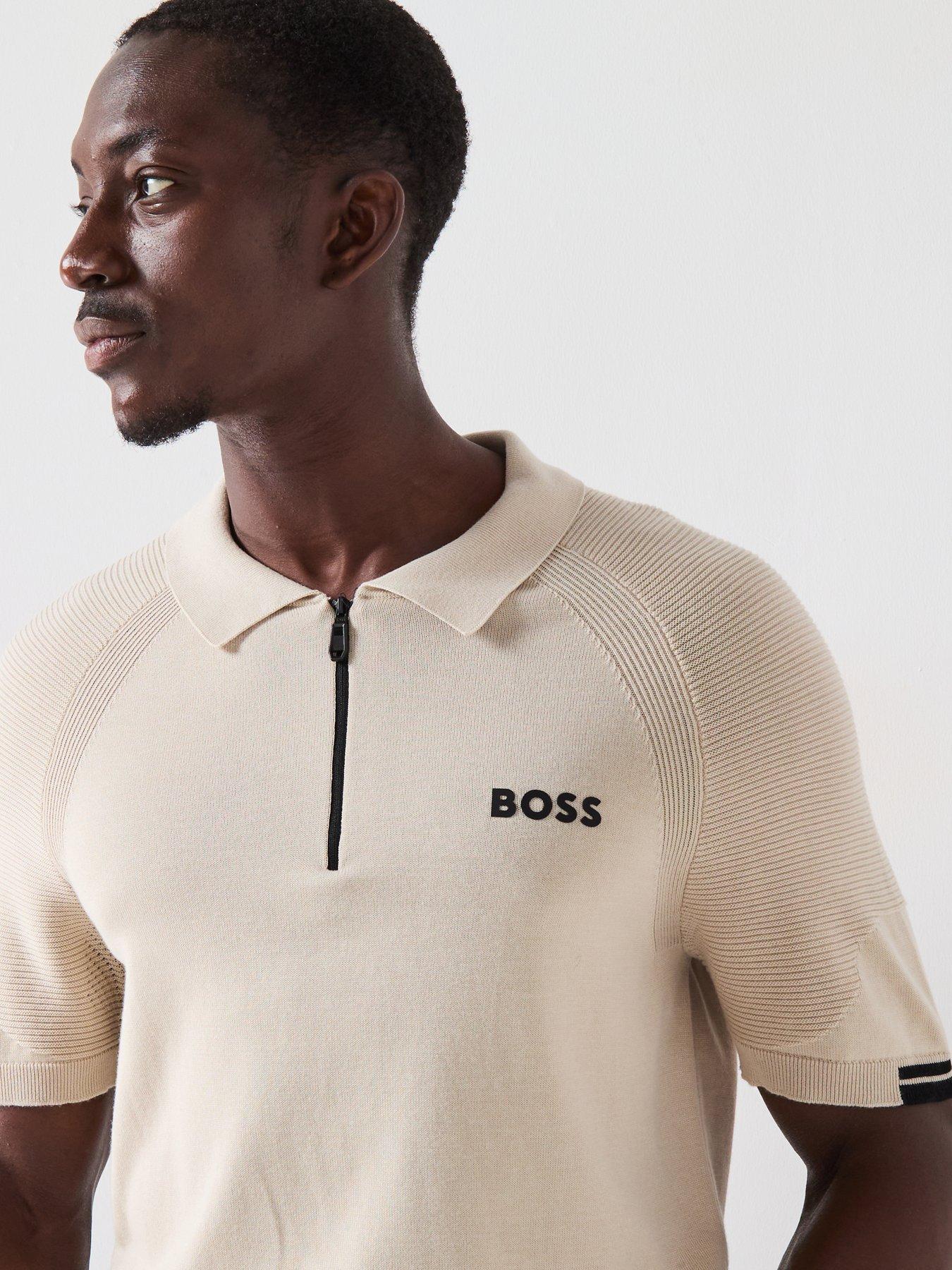 Image 4 of 4 of BOSS Mens Golf Slim Fit K Perform-Max Polo Shirt - Beige