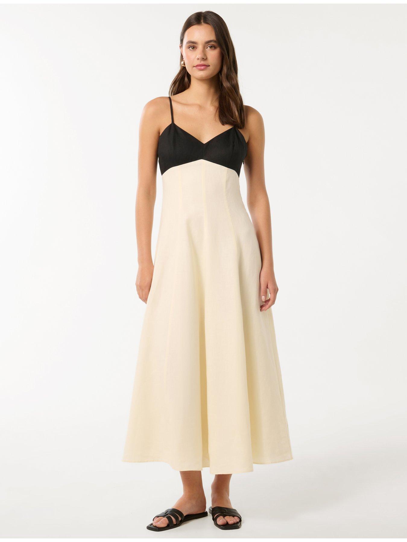 Image 1 of 5 of Forever New Ada Contrast Linen Midi Dress - Multi