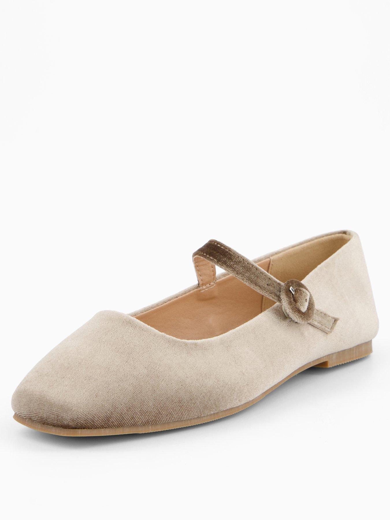 Image 2 of 7 of V by Very Wide Fit Velvet Ballet Pump - Beige