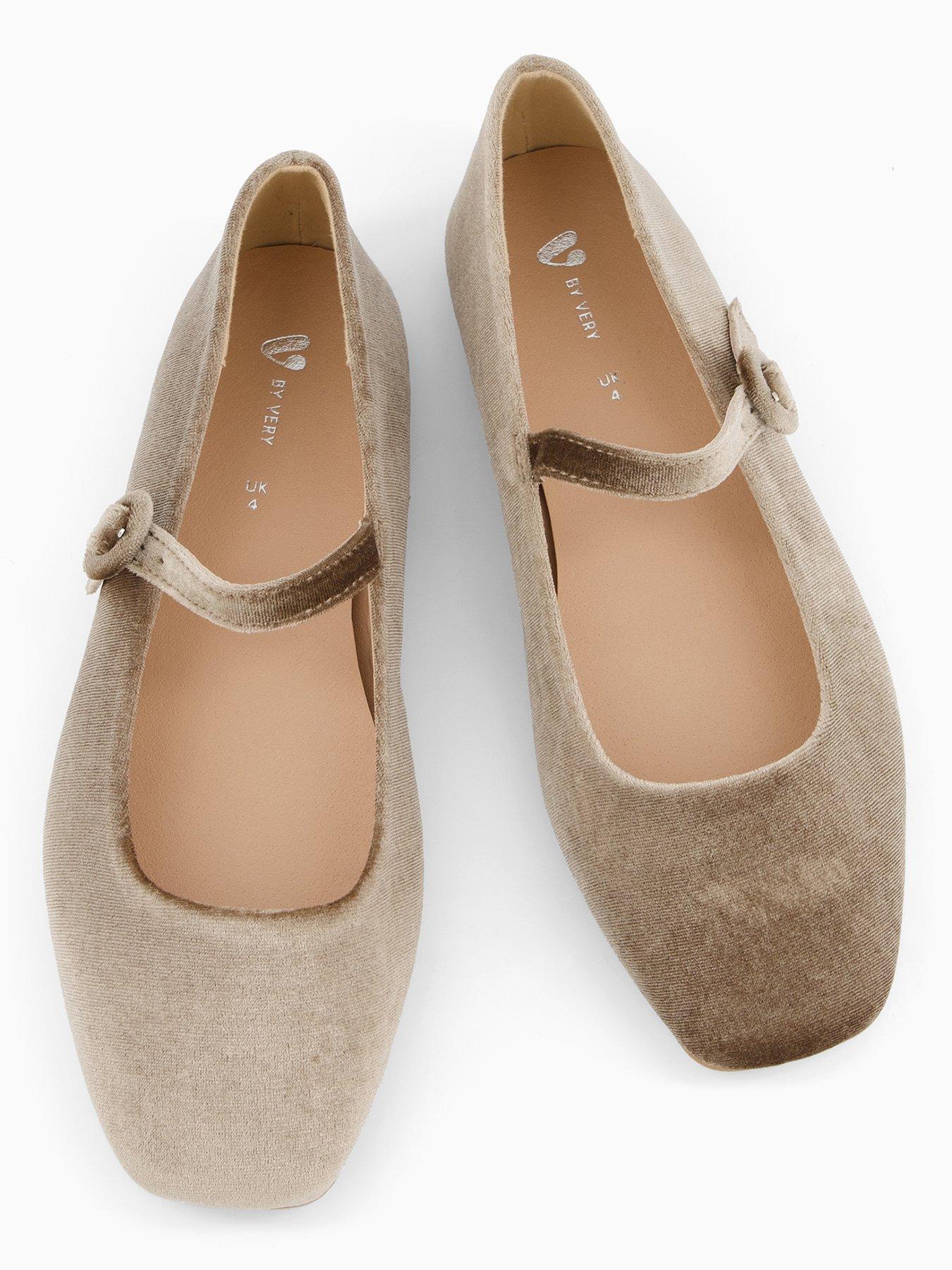 Image 3 of 7 of V by Very Wide Fit Velvet Ballet Pump - Beige