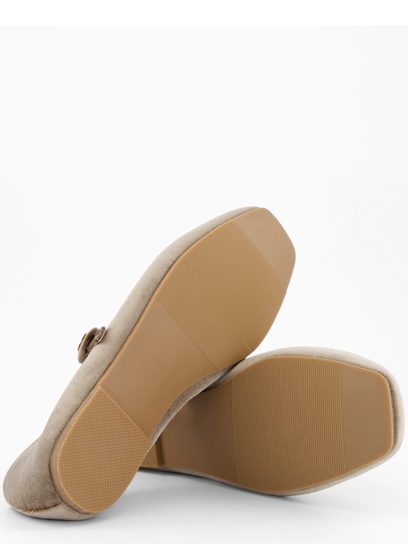 Image 4 of 7 of V by Very Wide Fit Velvet Ballet Pump - Beige