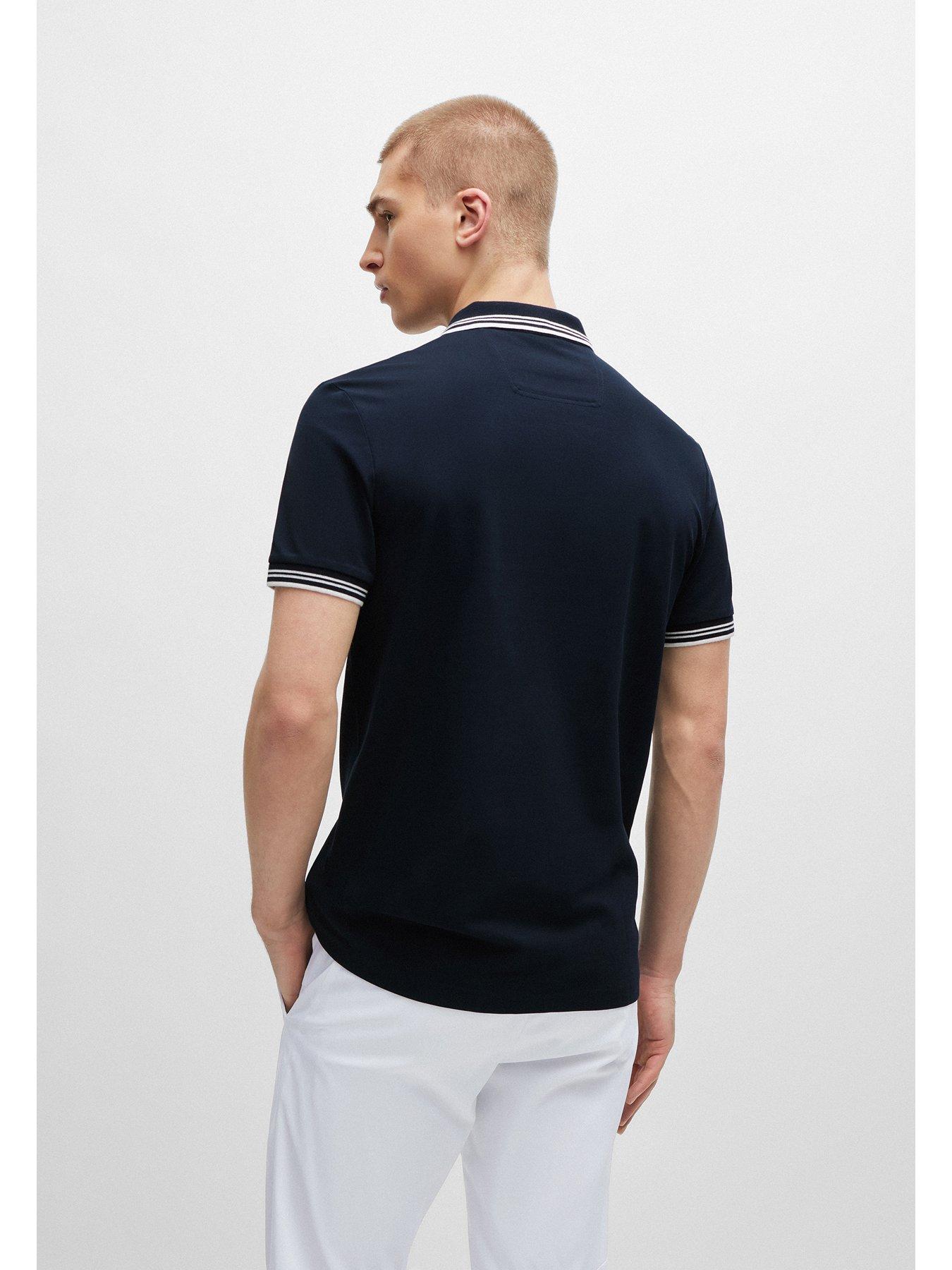 Image 2 of 4 of BOSS Mens Golf Paul Slim Fit Polo Shirt - Dark Blue