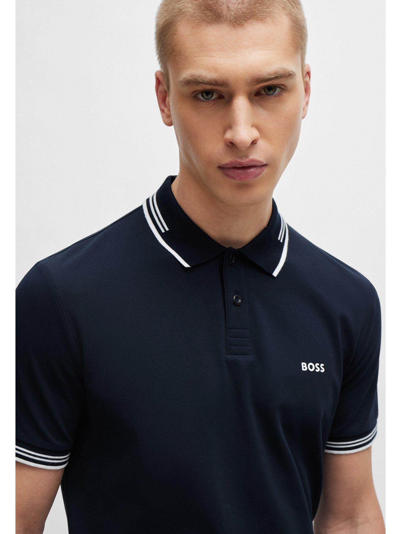 Image 4 of 4 of BOSS Mens Golf Paul Slim Fit Polo Shirt - Dark Blue