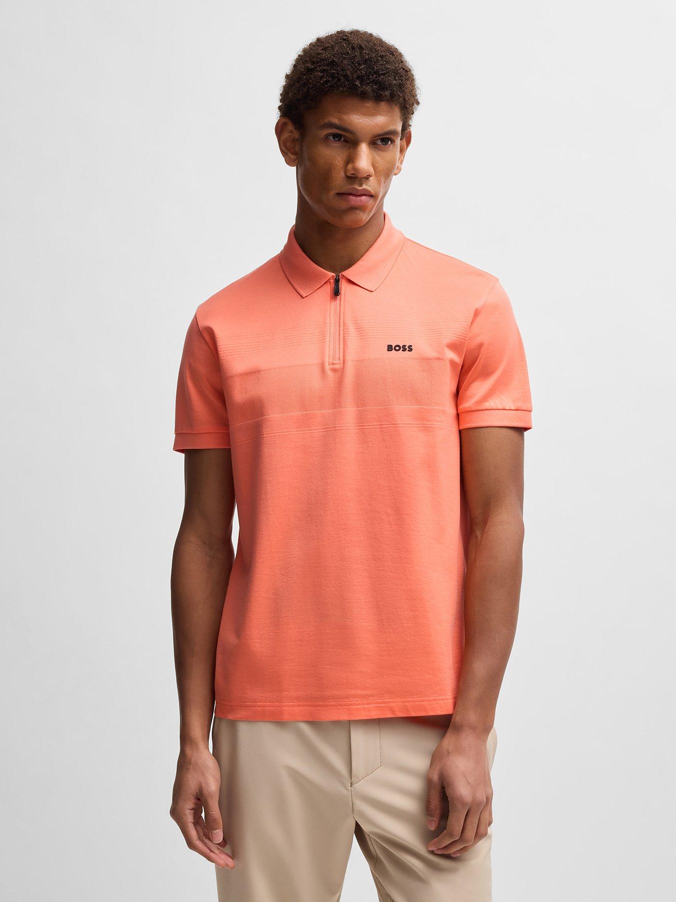 BOSS Mens Golf Philix Pima Regular Fit Polo - Red