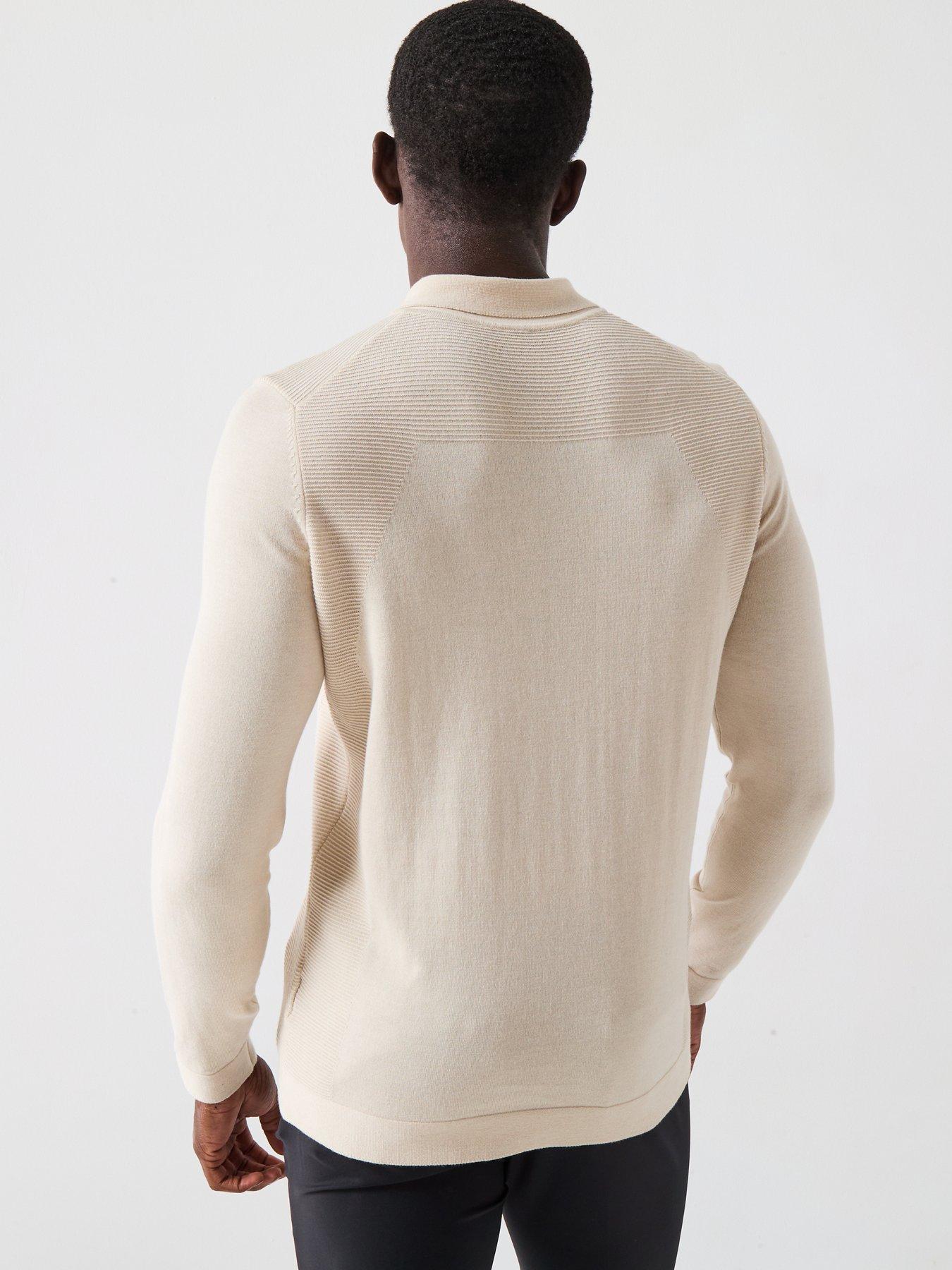 Image 2 of 4 of BOSS Mens Golf Momentum Lite Long Sleeve Polo - Beige
