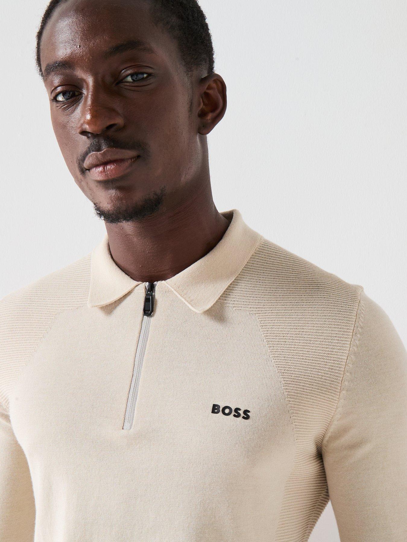 Image 4 of 4 of BOSS Mens Golf Momentum Lite Long Sleeve Polo - Beige