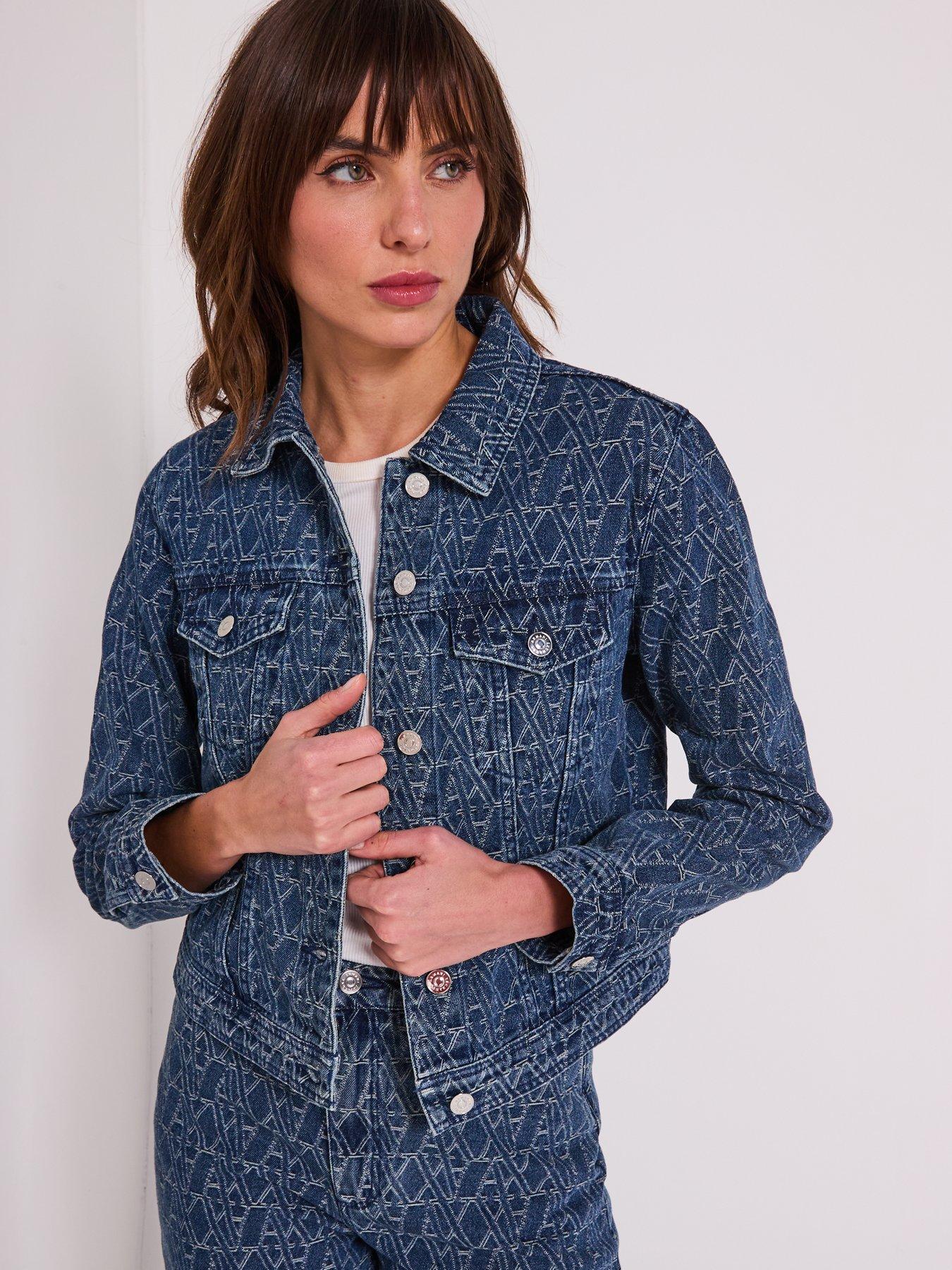 Armani Exchange Logo Jacquard Denim Jacket - Blue