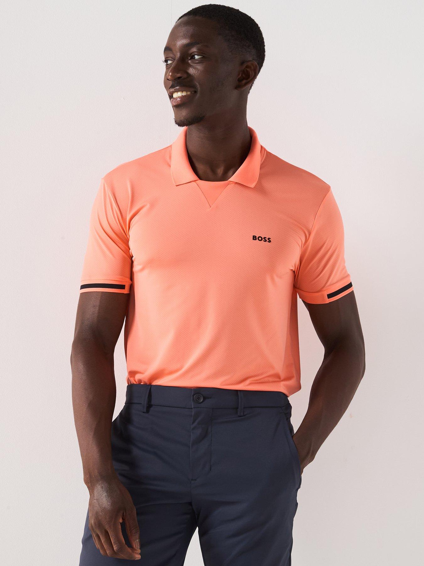 BOSS Mens Golf Palle Mesh Regular Fit Polo - Red