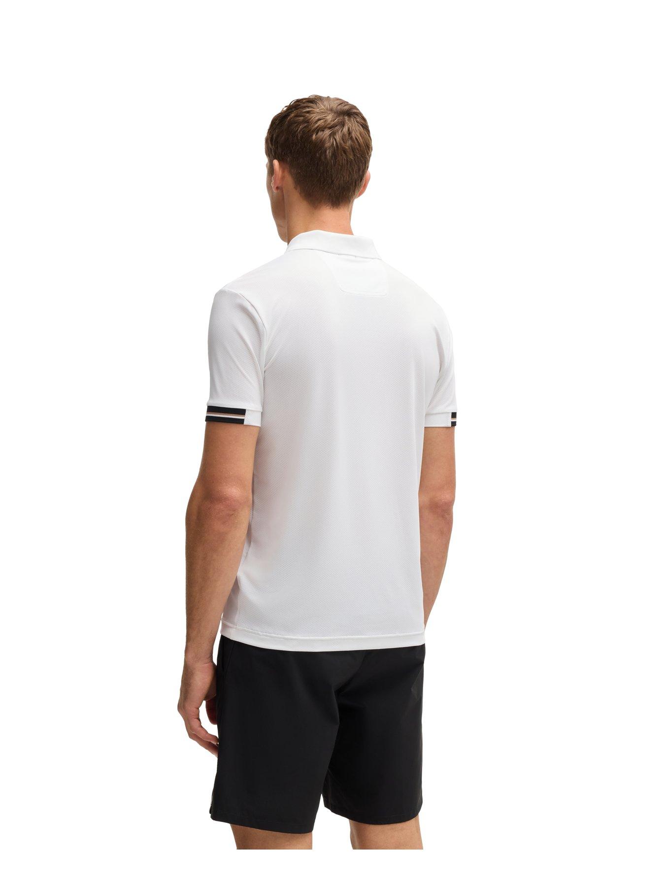 Image 2 of 4 of BOSS Mens Golf Palle Mesh Regular Fit Polo - White