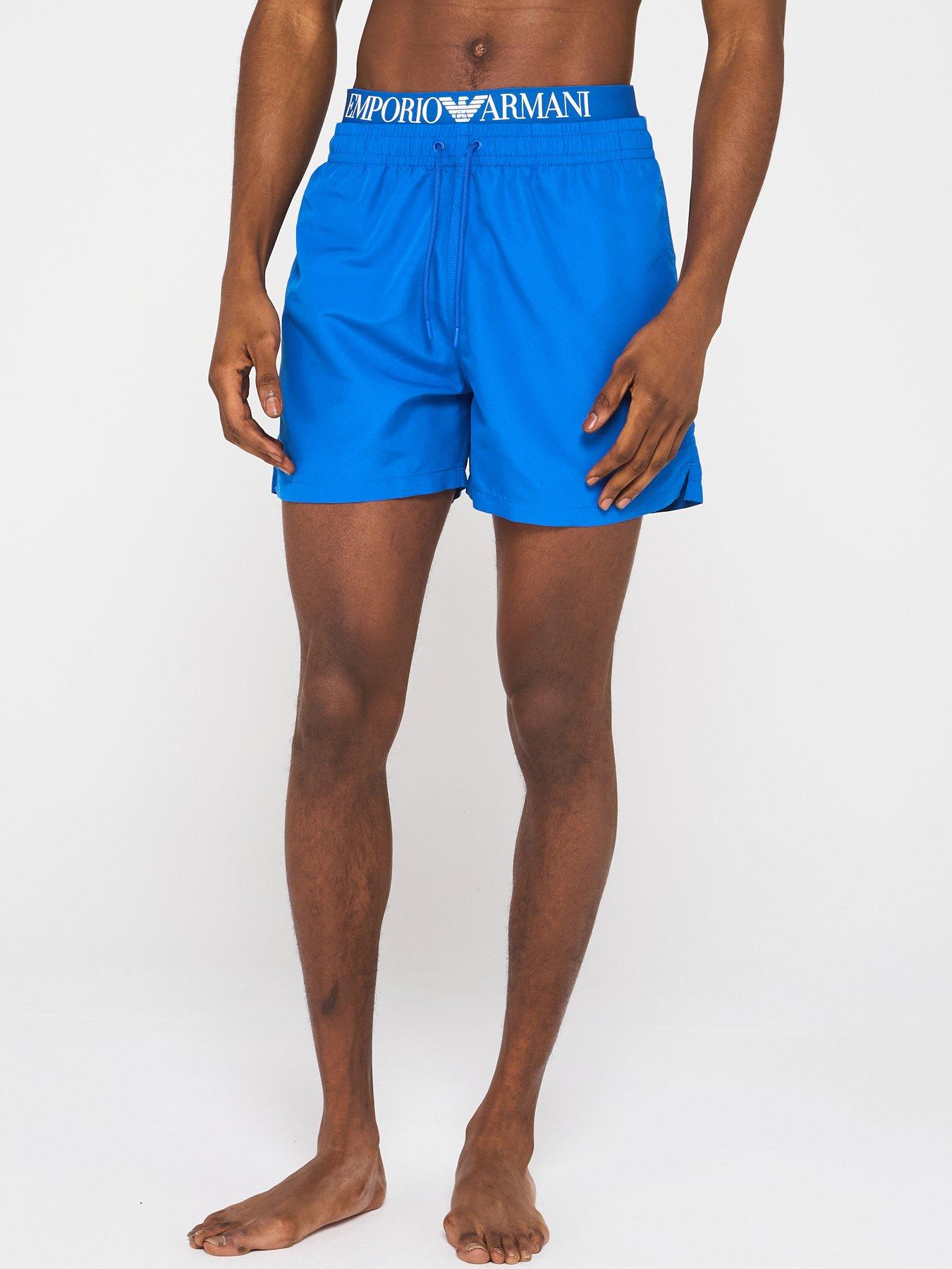 Emporio Armani Bodywear Logo Double Waistband Swimshorts - Bright Blue