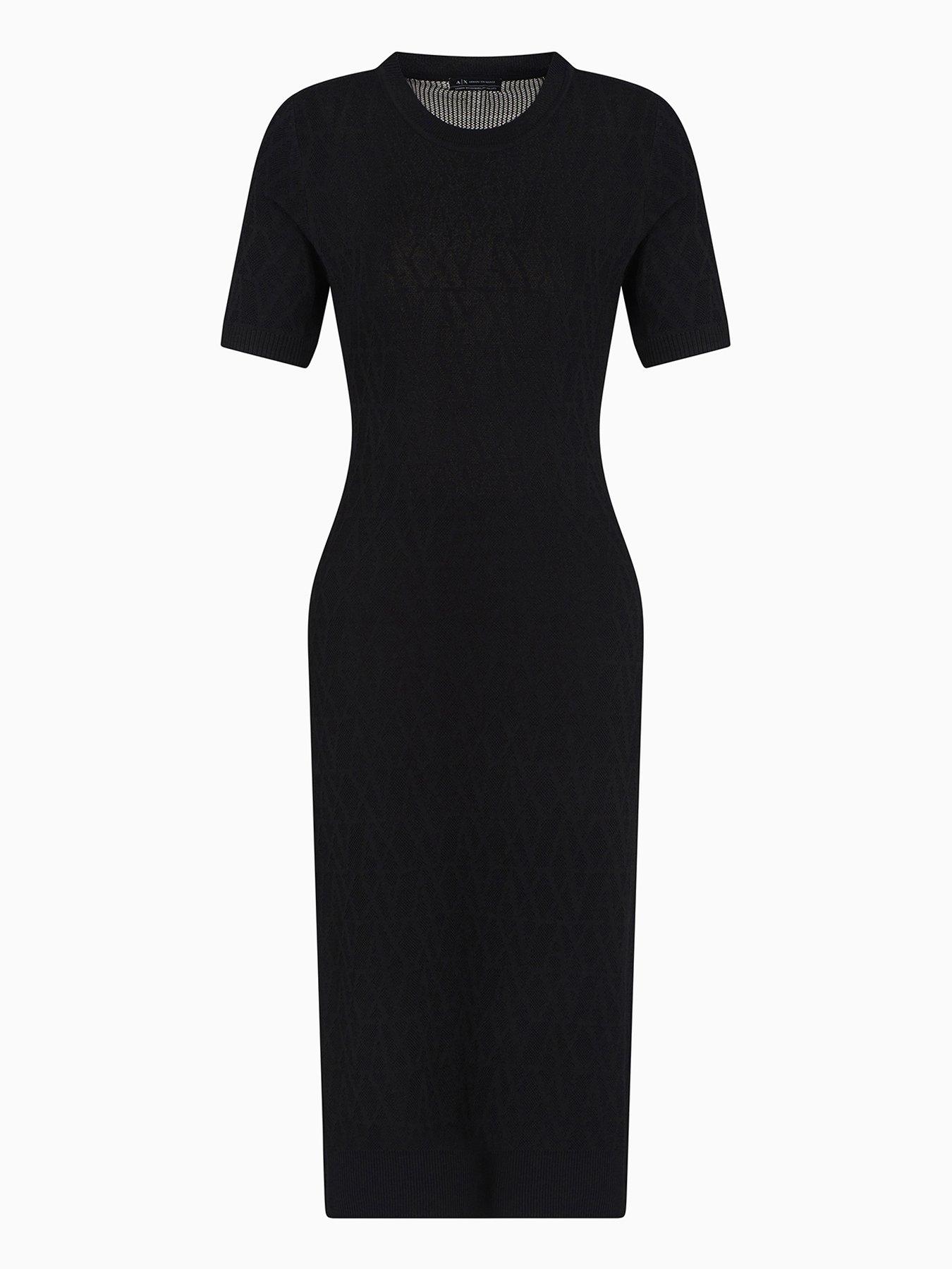armani-exchange-knitted-viscose-logo-dress-black