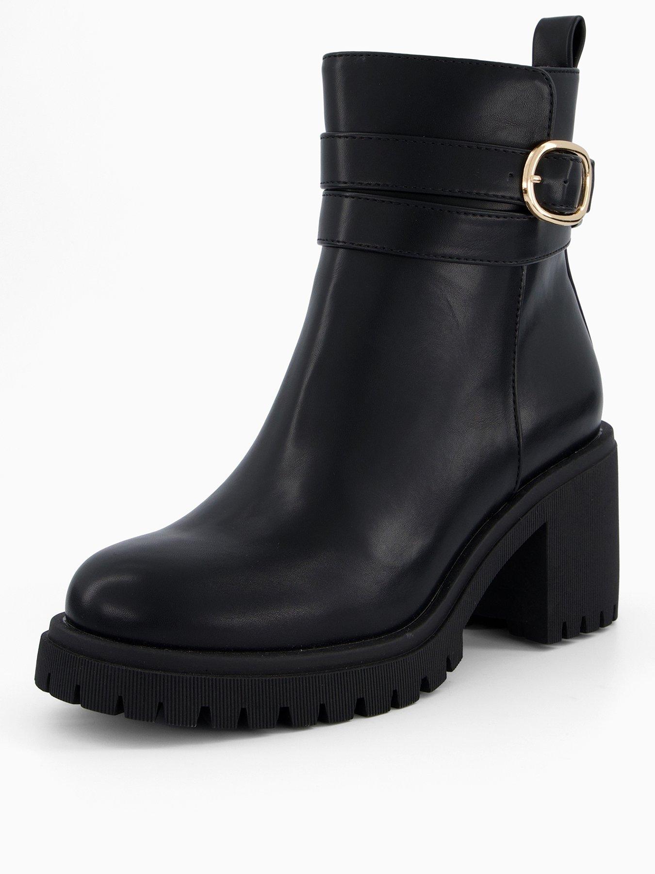 Image 2 of 7 of V by Very Wide Fit Block Heel Chunky Chelsea Ankle Boot - Black