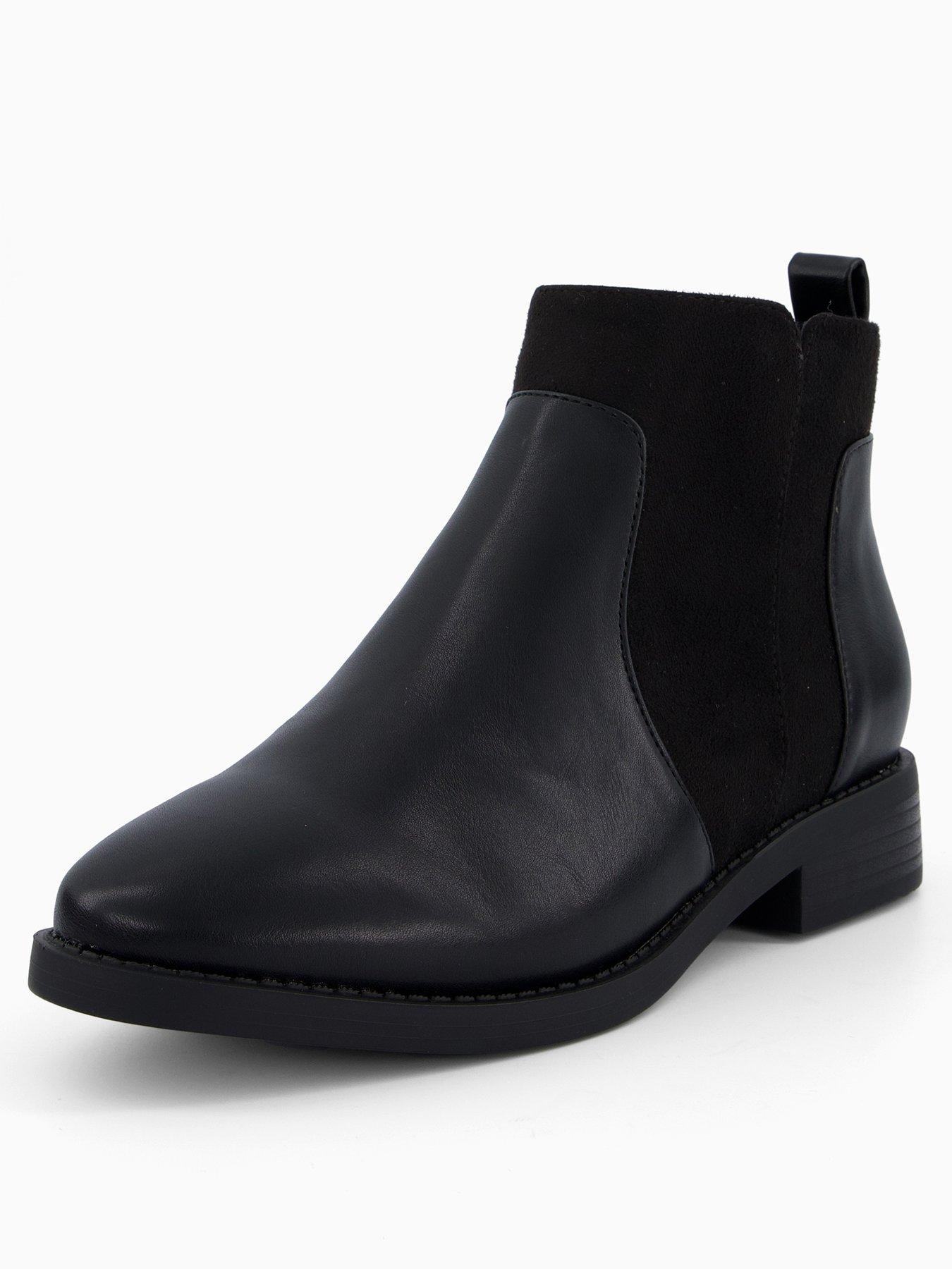 Image 2 of 7 of V by Very Extra Wide Fit Flat Ankle Boots - Black