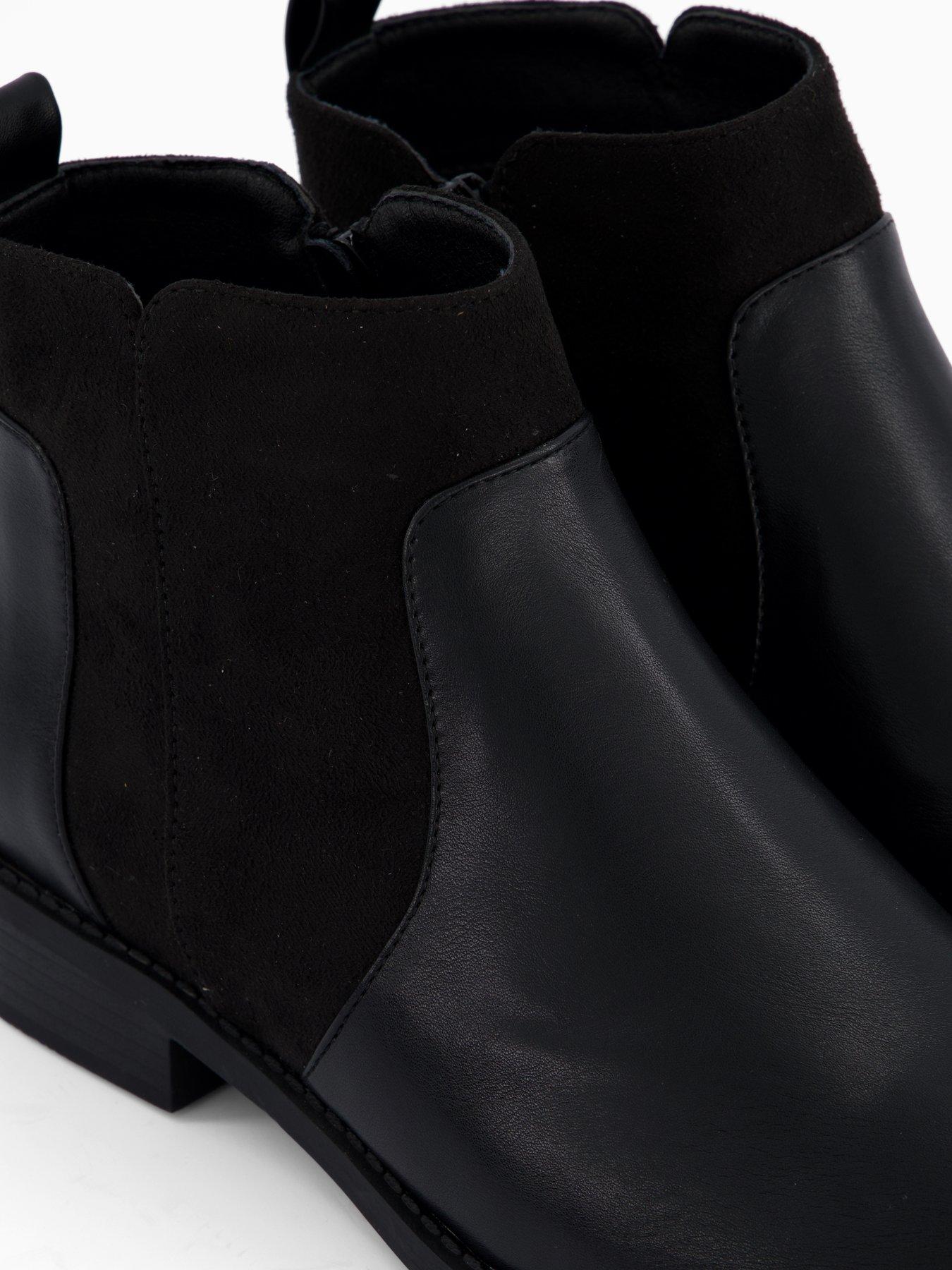 Image 6 of 7 of V by Very Extra Wide Fit Flat Ankle Boots - Black