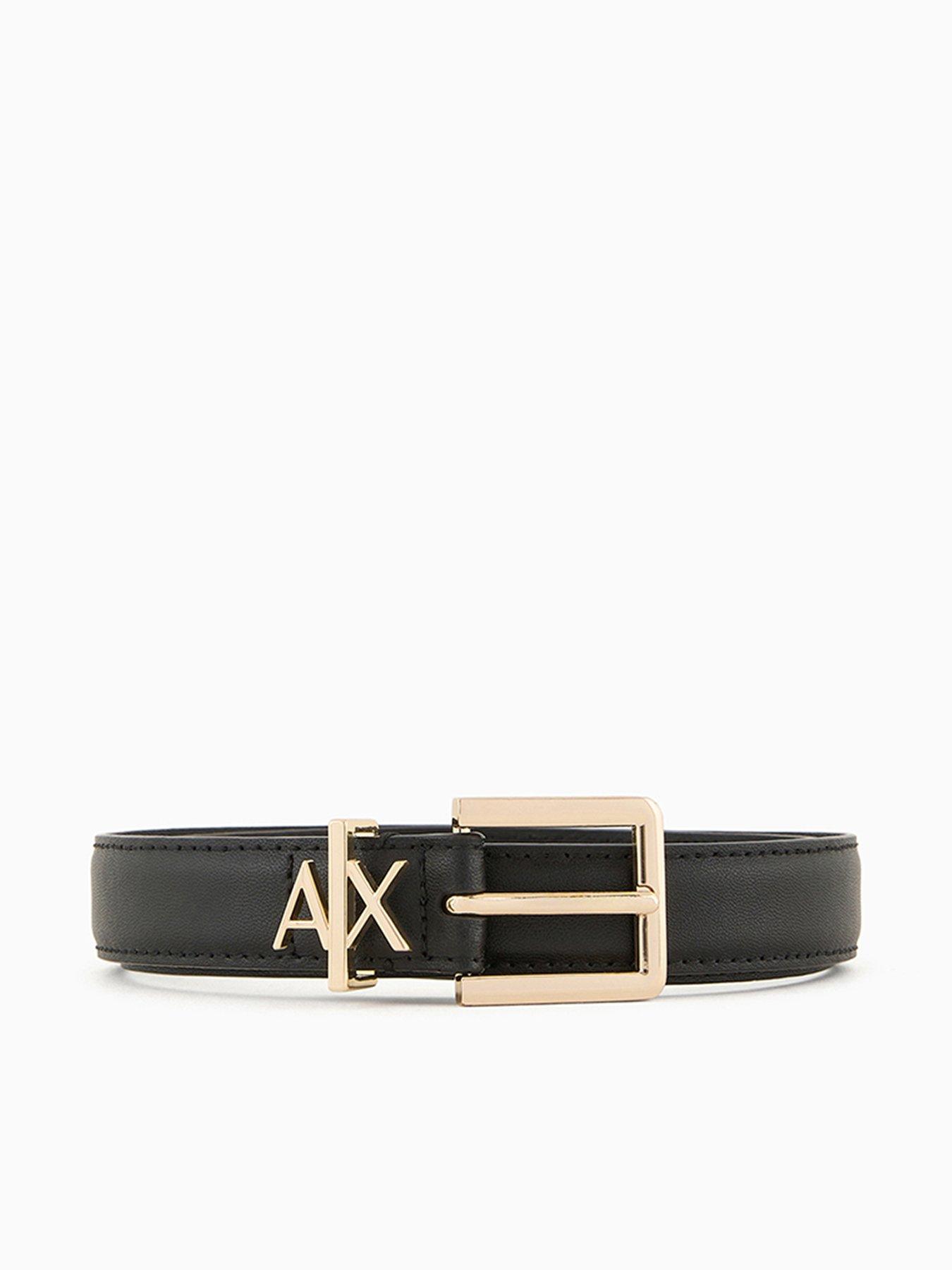 Armani Exchange Metal Logo Belt - Black