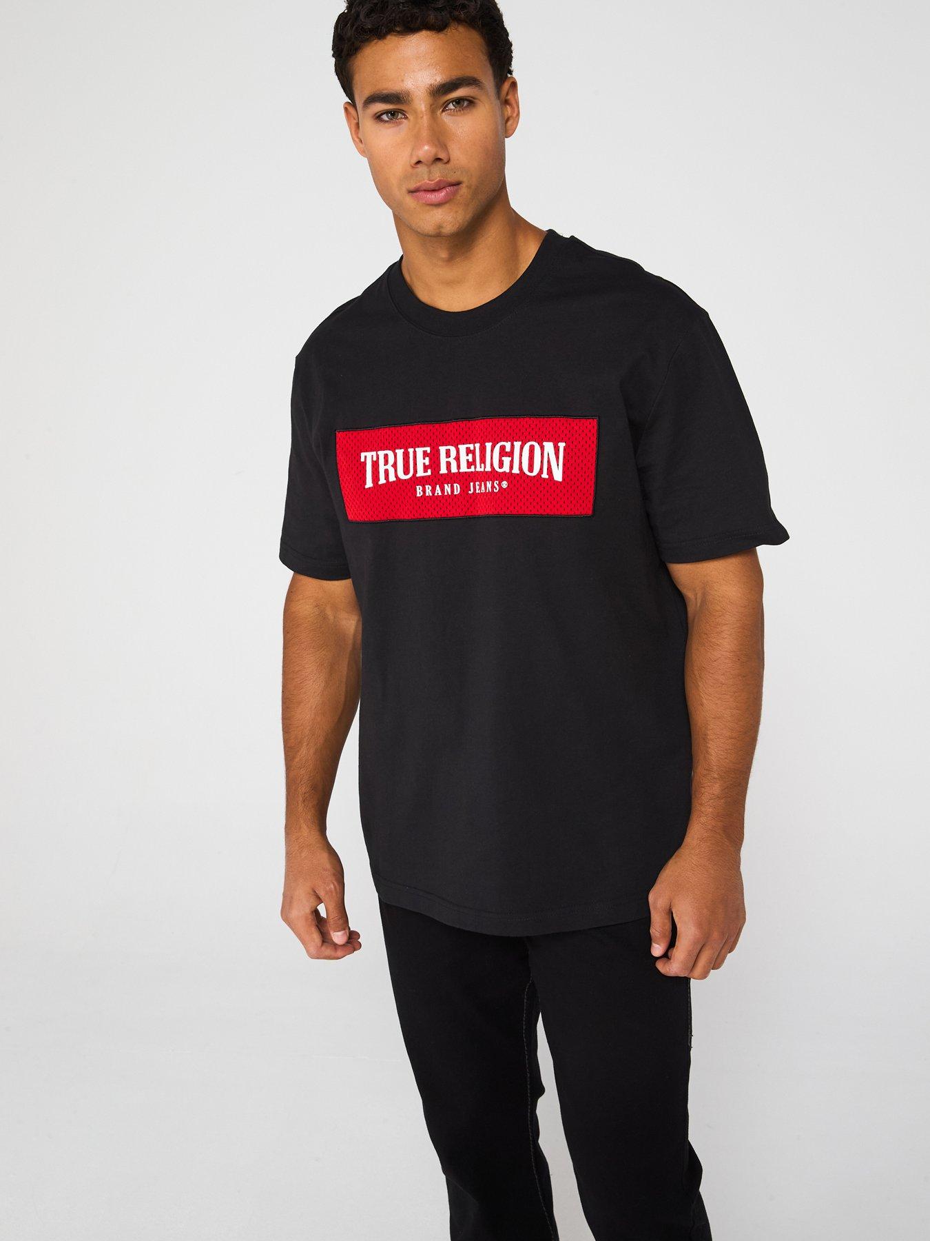 Image 1 of 5 of TRUE RELIGION Short Sleeve Mesh Box Logo T-Shirt - Black