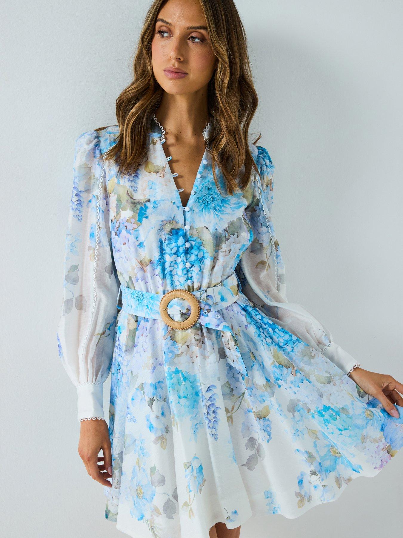 Image 3 of 6 of Forever New Vienna Trim Detail Skater - Blue