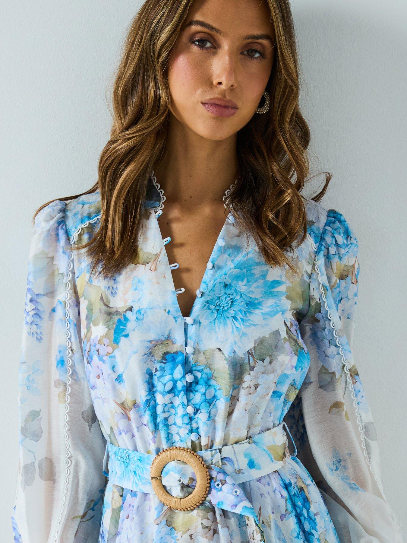 Image 4 of 6 of Forever New Vienna Trim Detail Skater - Blue