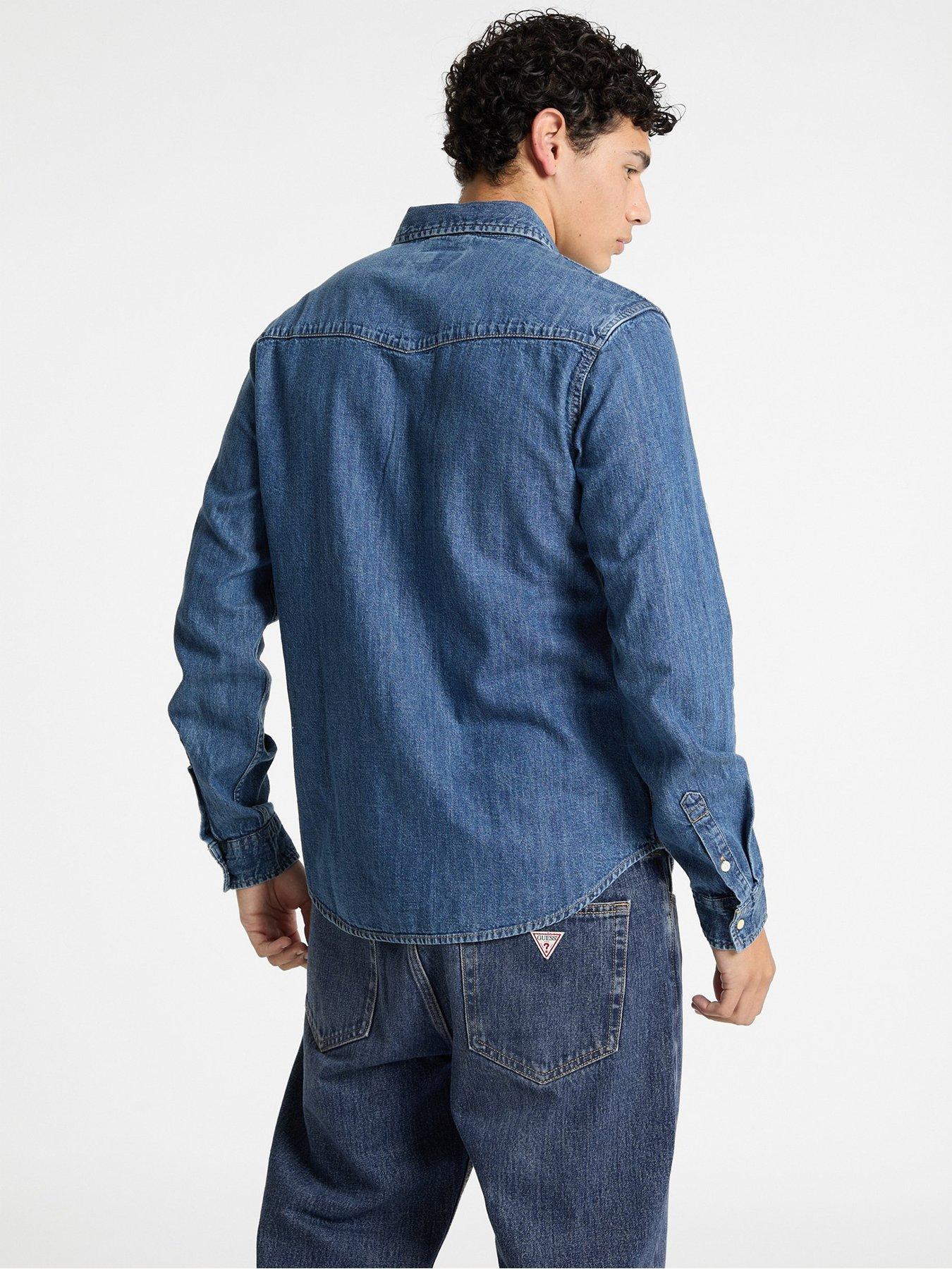 guess-jeans-slim-long-sleeve-denim-shirt--bluestillFront