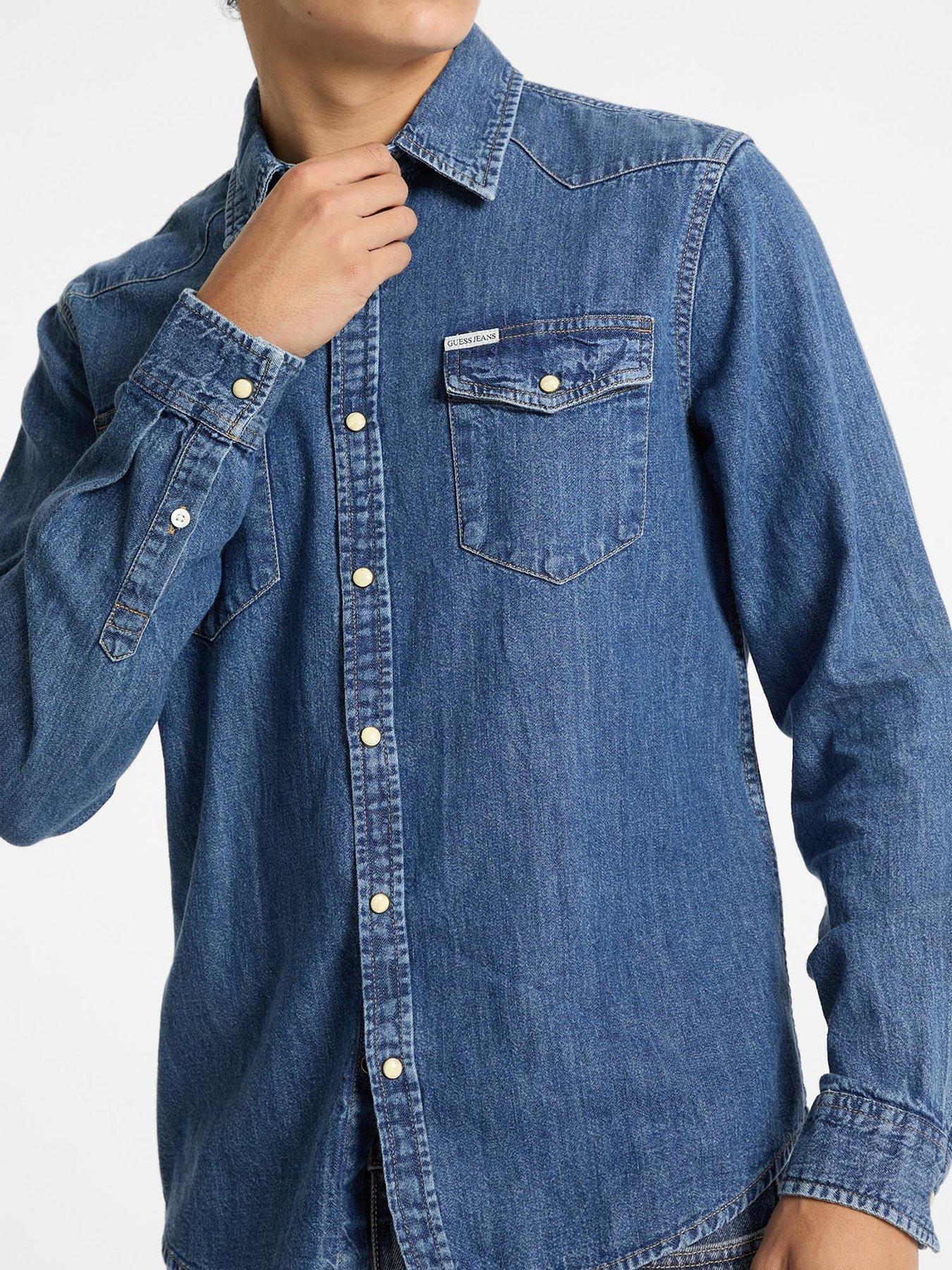 guess-jeans-slim-long-sleeve-denim-shirt--bluedetail