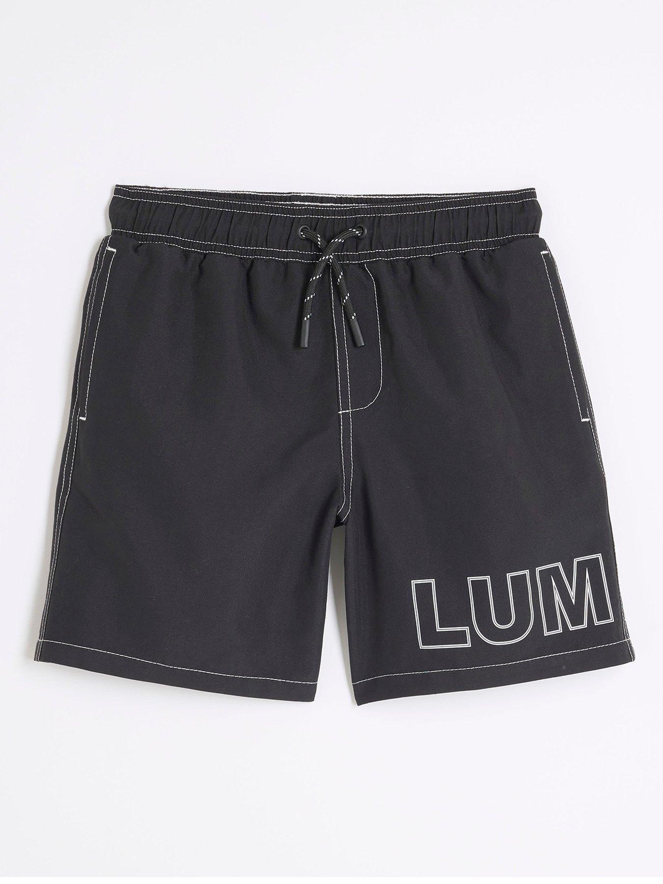 Image 1 of 3 of River Island Boys Luminis Swim Shorts - Black