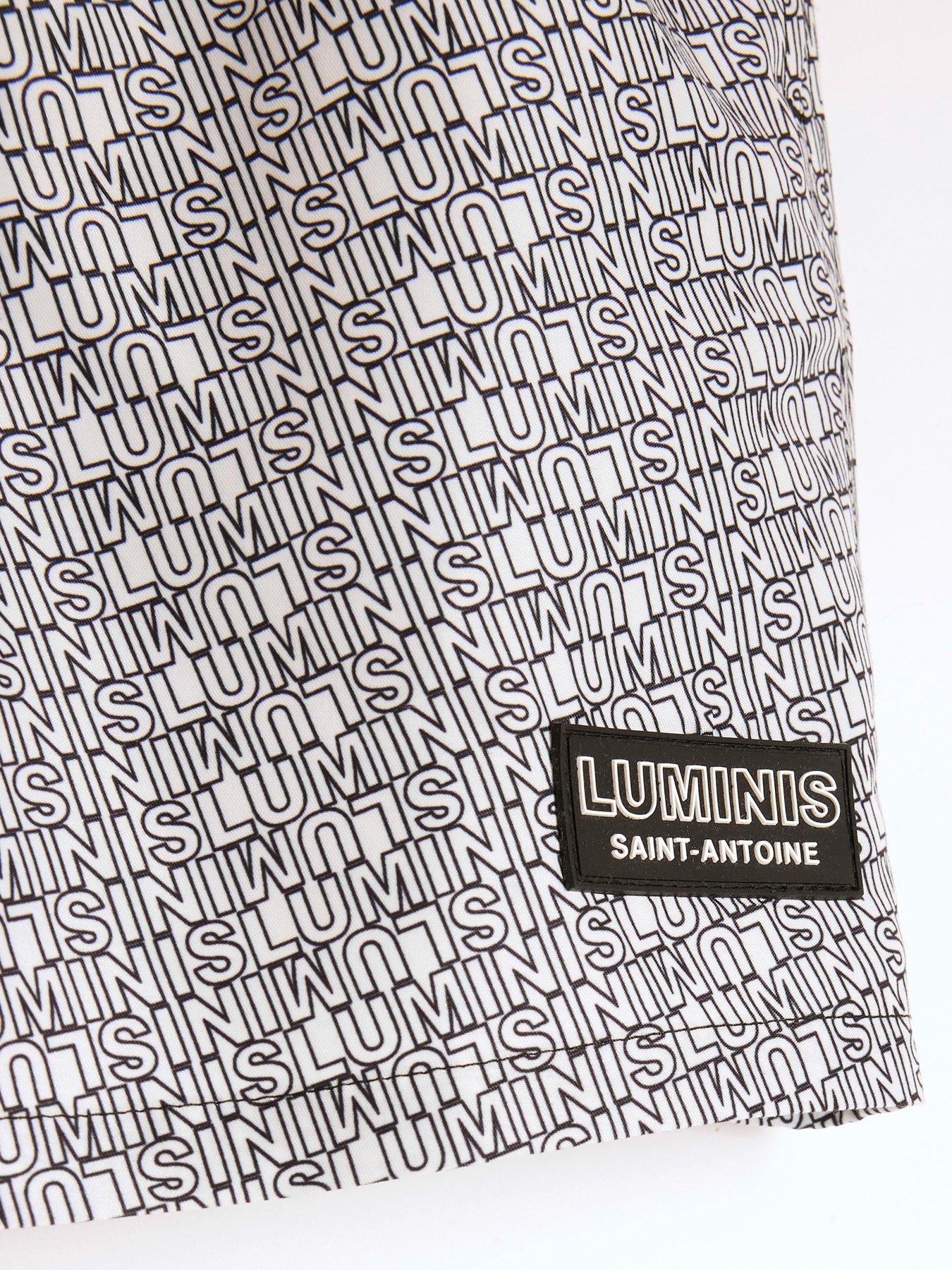 Image 4 of 4 of River Island Boys Monogram Luminis Swim Shorts - Black