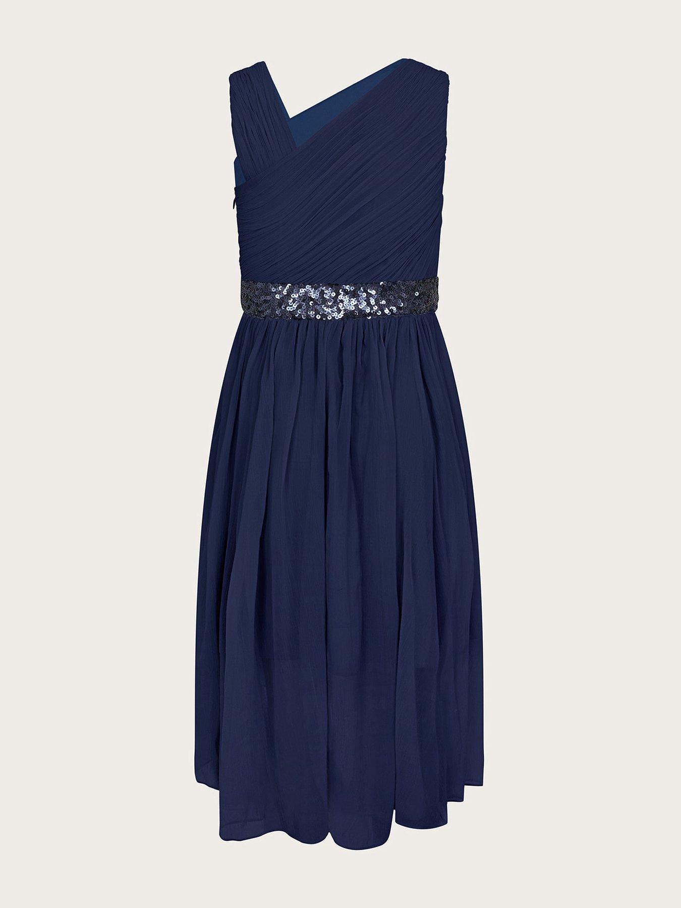Image 2 of 3 of Monsoon Girls Abigail 1 Shoulder Prom Dress - Navy