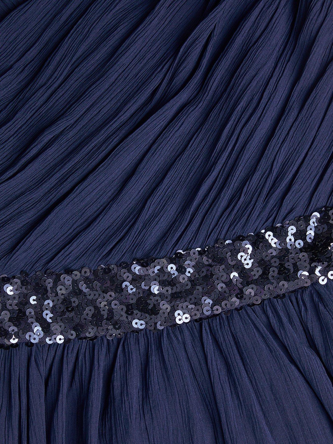 Image 3 of 3 of Monsoon Girls Abigail 1 Shoulder Prom Dress - Navy